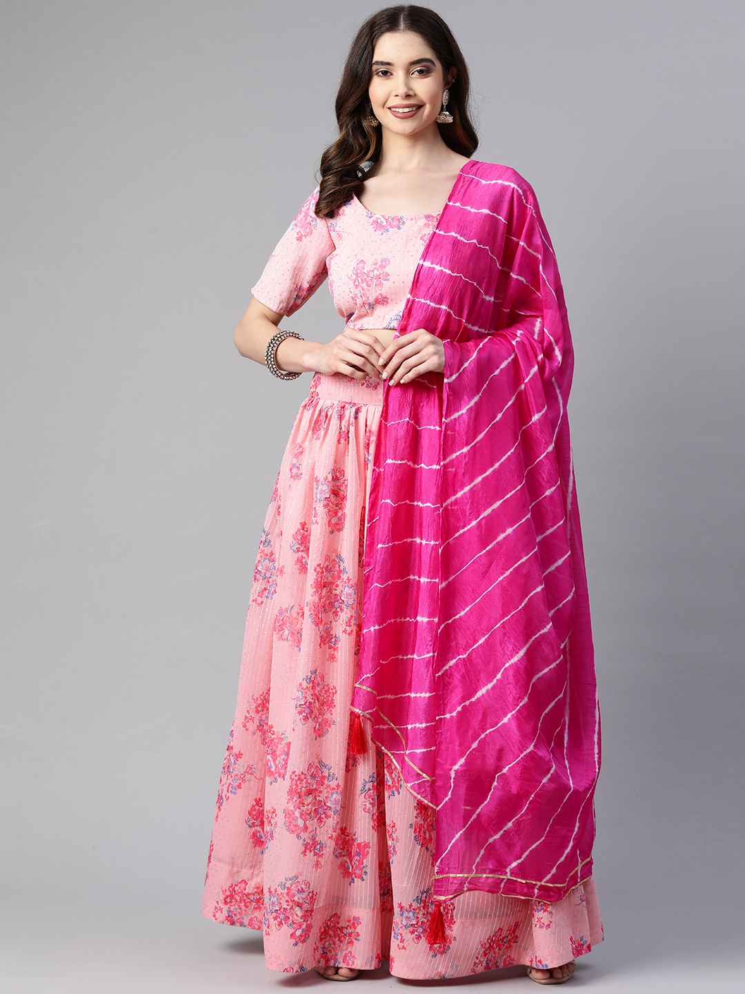 Readiprint Fashions Pink Embroidered Sequinned Semi-Stitched Lehenga & Unstitched Blouse With Dupatta
Readiprint Fashions Pink Embroidered Sequinned Semi-Stitched Lehenga & Unstitched Blouse With Dupatta