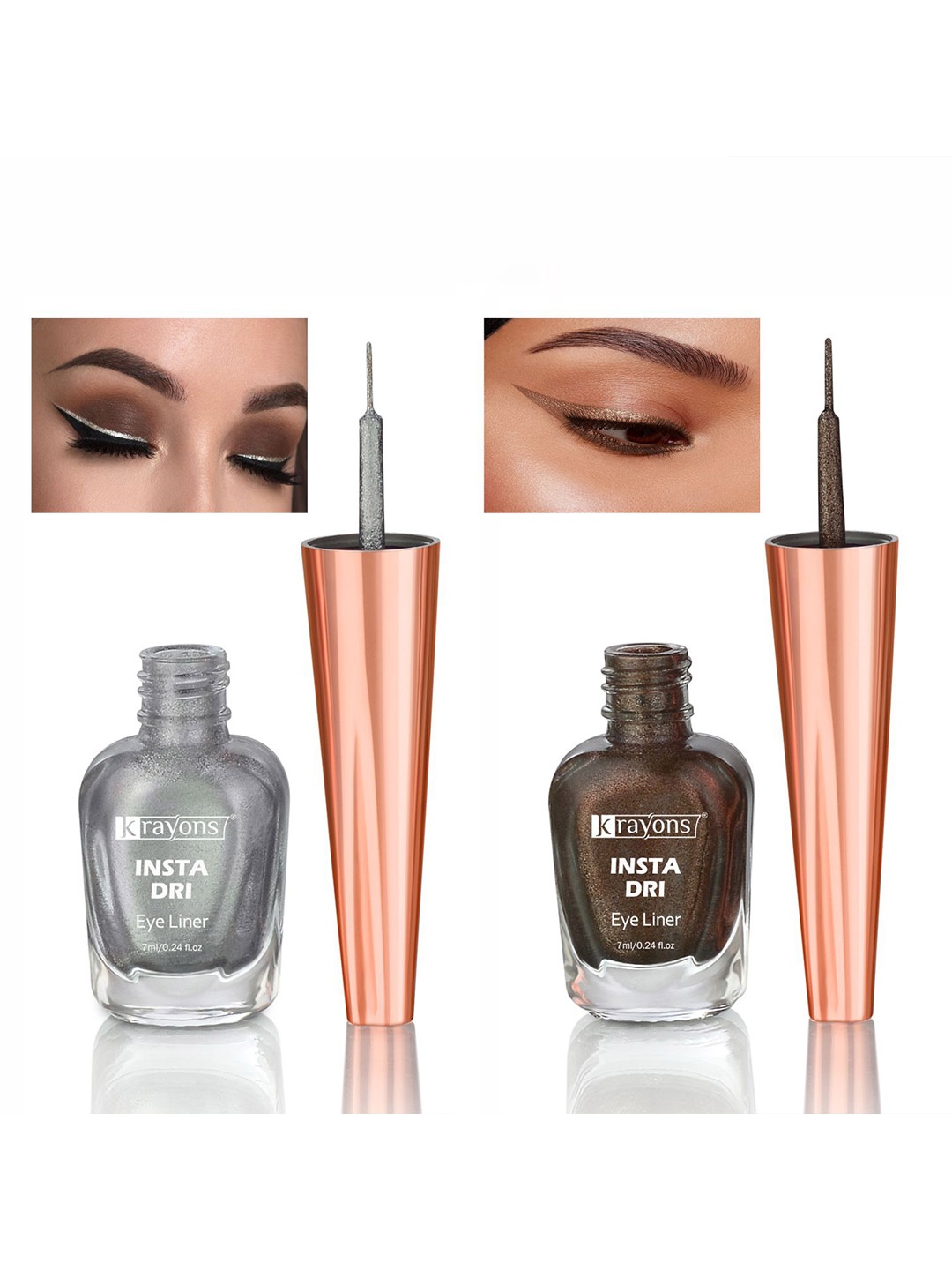 krayons Set of 2 Insta Dri Long-Lasting Sparkling Eyeliner 7ml each - Silver 05 & Brown 06, Grey
krayons Set of 2 Insta Dri Long-Lasting Sparkling Eyeliner 7ml each - Silver 05 & Brown 06, Grey