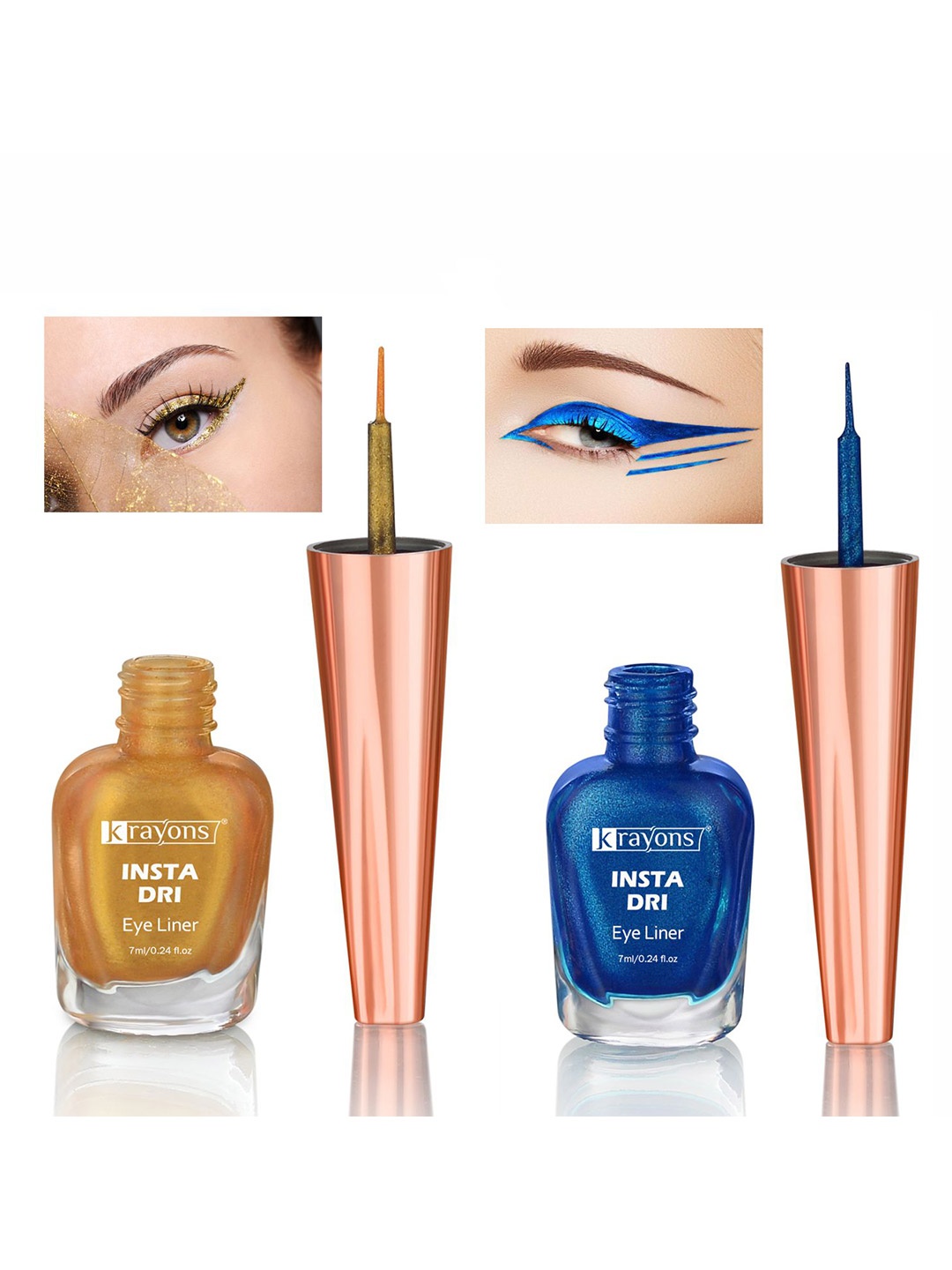 krayons Set of 2 Insta Dri Long-Lasting Sparkling Eyeliner 7ml each - Golden 04 & Blue 07, Gold
krayons Set of 2 Insta Dri Long-Lasting Sparkling Eyeliner 7ml each - Golden 04 & Blue 07, Gold