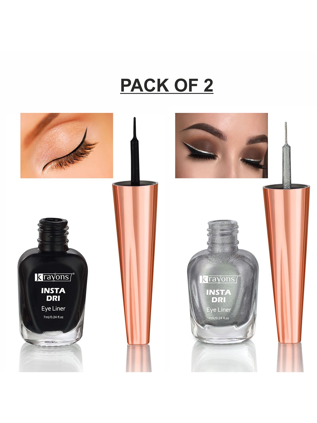 krayons Set of 2 Insta Dri Long-Lasting Sparkling Eyeliner 7ml each - Black 01 & Silver 05
krayons Set of 2 Insta Dri Long-Lasting Sparkling Eyeliner 7ml each - Black 01 & Silver 05