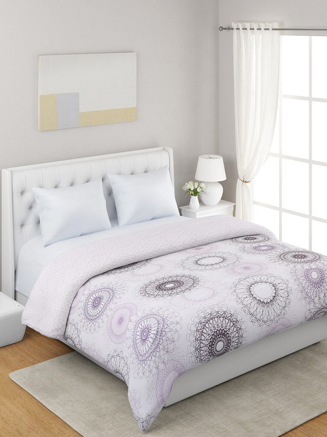 A Homes Grace Lavender & White Ethnic Motifs Microfiber Summer 120 GSM Double Bed Dohar
A Homes Grace Lavender & White Ethnic Motifs Microfiber Summer 120 GSM Double Bed Dohar