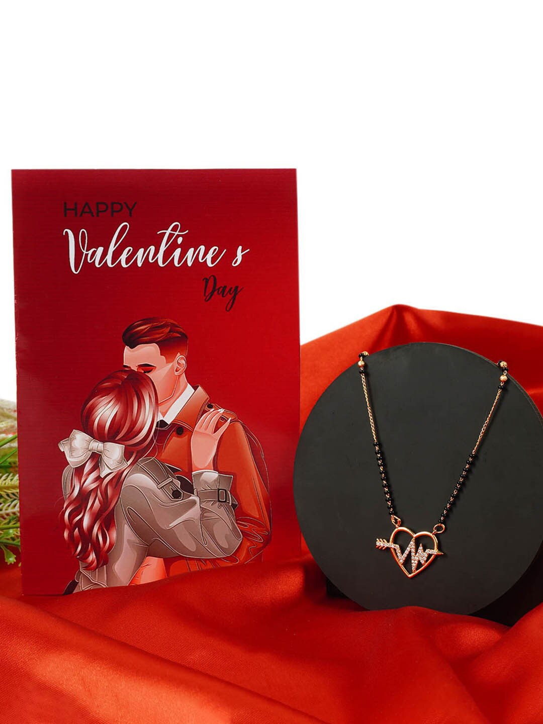 Ferosh Gold-Plated Stone-Studded & Beaded Mangalsutra With Valentine's Day Greeting Card
Ferosh Gold-Plated Stone-Studded & Beaded Mangalsutra With Valentine's Day Greeting Card
