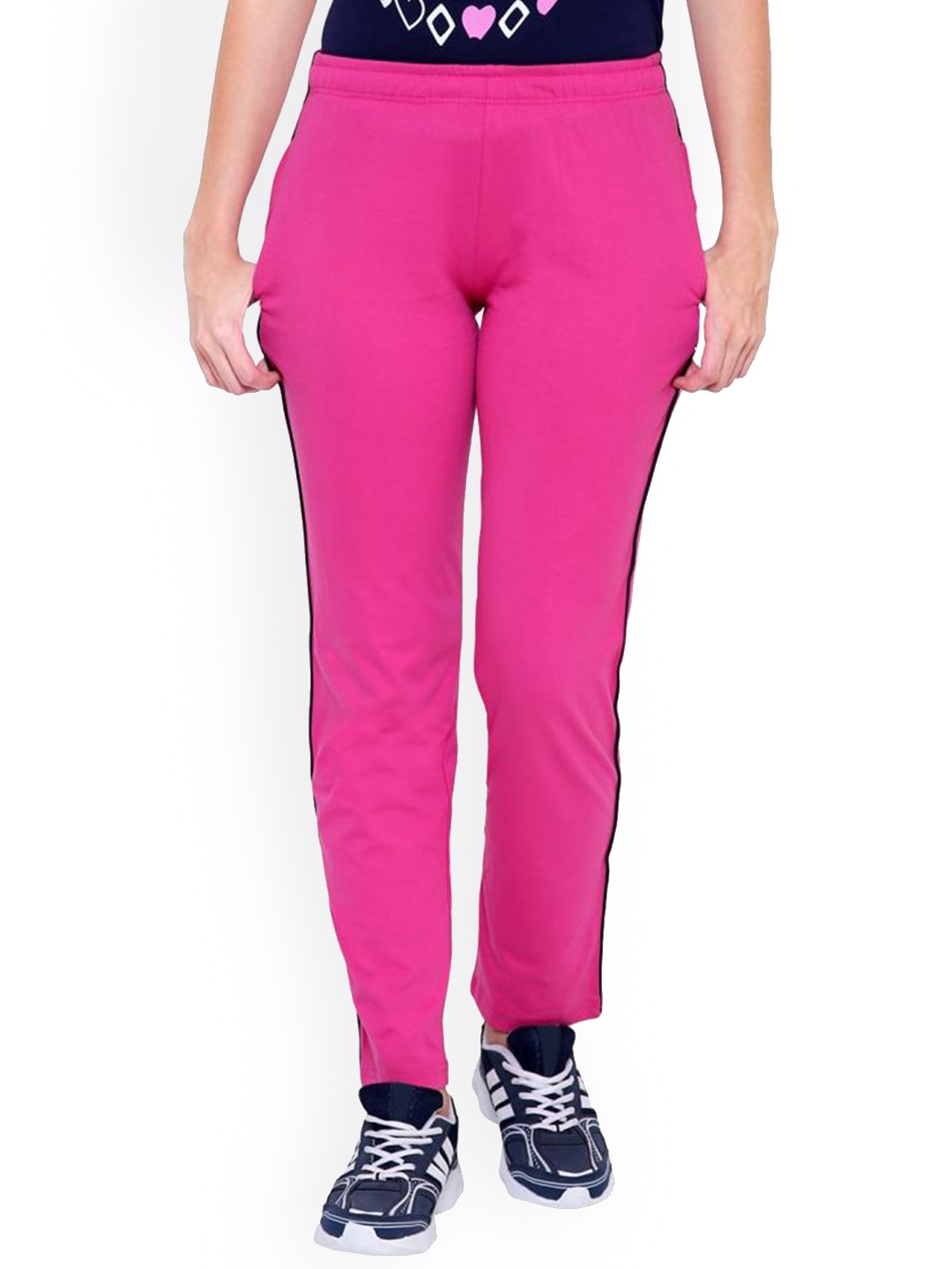 DYCA Women Straight-Fit Cotton Track Pants, Pink