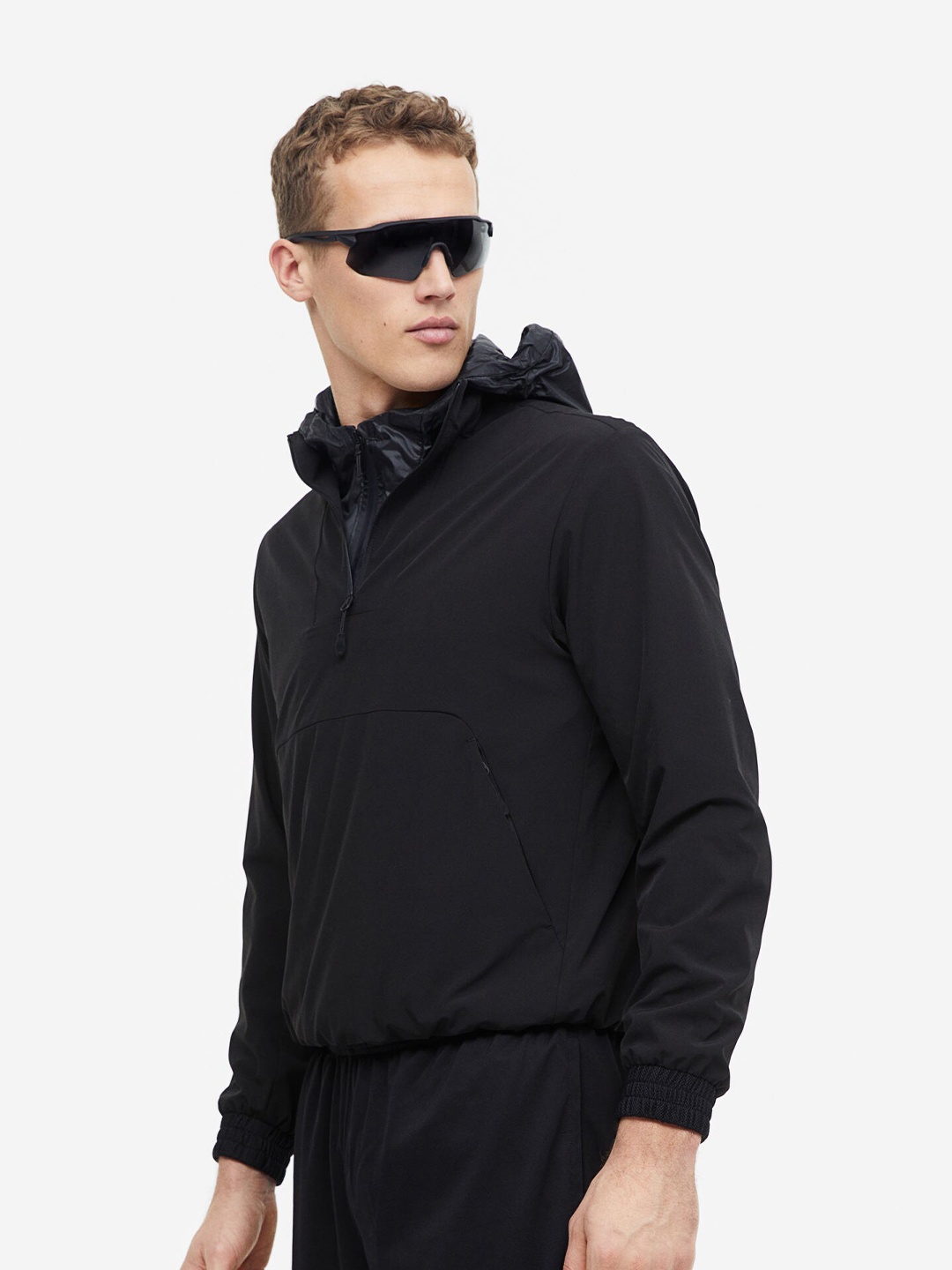 H&M Men DryMove Zip-Top Sports Top, Black