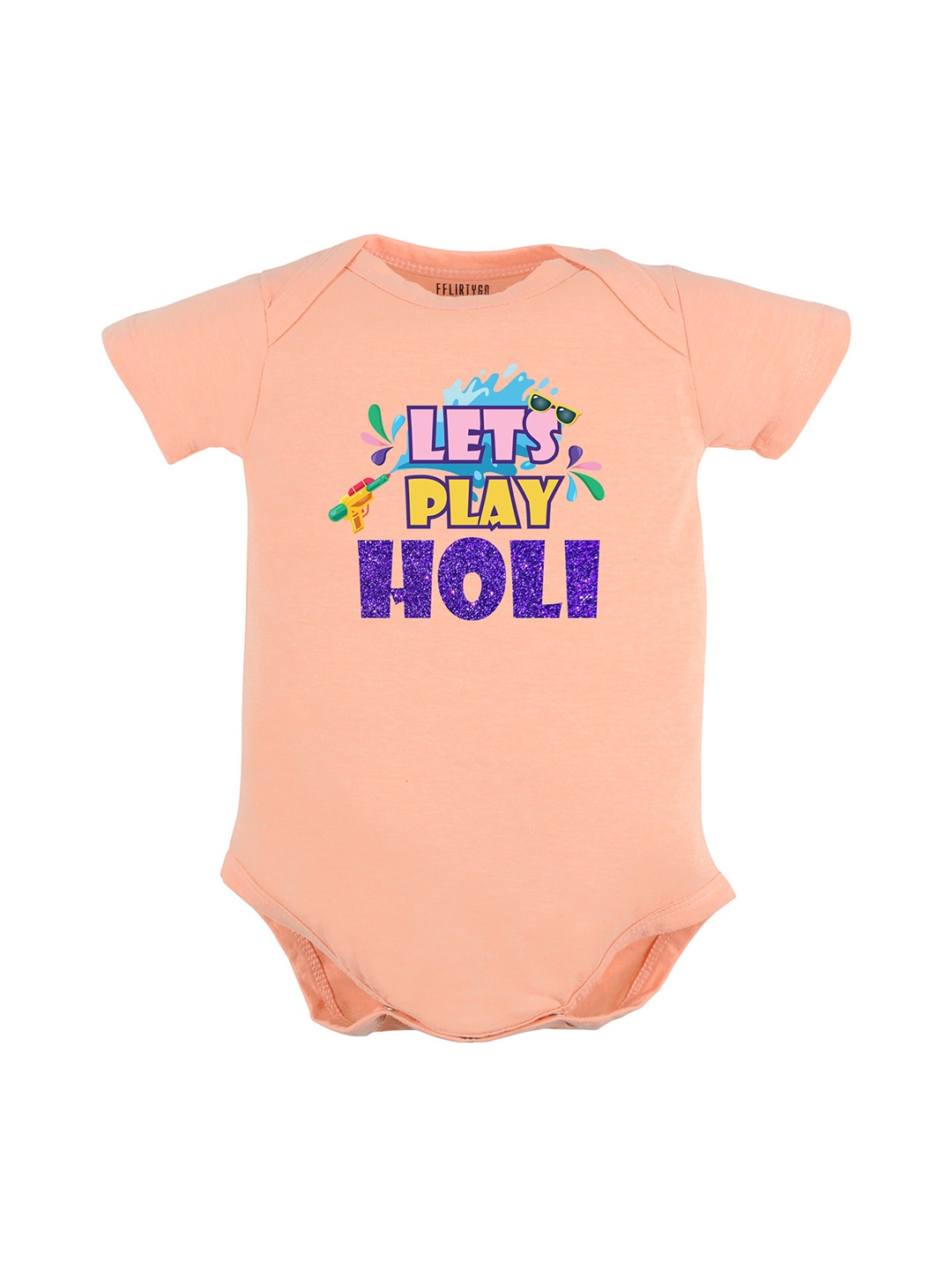 FFLIRTYGO Infants Printed Cotton Romper, Peach