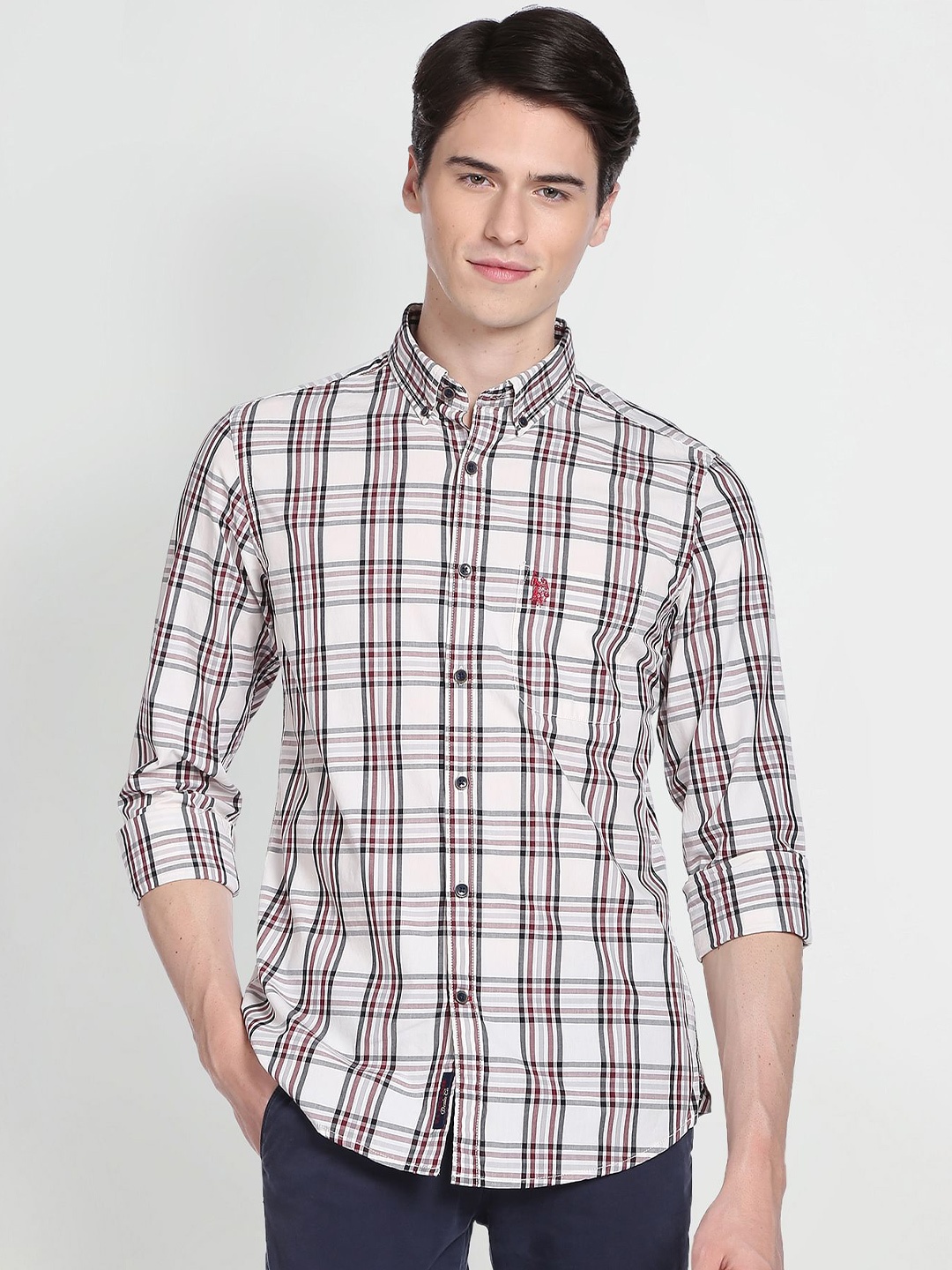 U.S. Polo Assn. Denim Co. Men Tartan Checked Button Down Collar Pure Cotton Casual Shirt, White
U.S. Polo Assn. Denim Co. Men Tartan Checked Button Down Collar Pure Cotton Casual Shirt, White