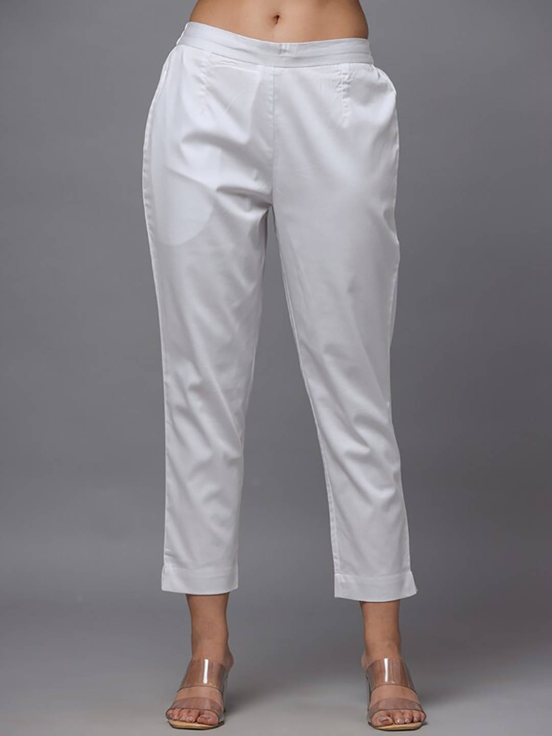 Juniper Women Relaxed Straight Fit Trousers, White