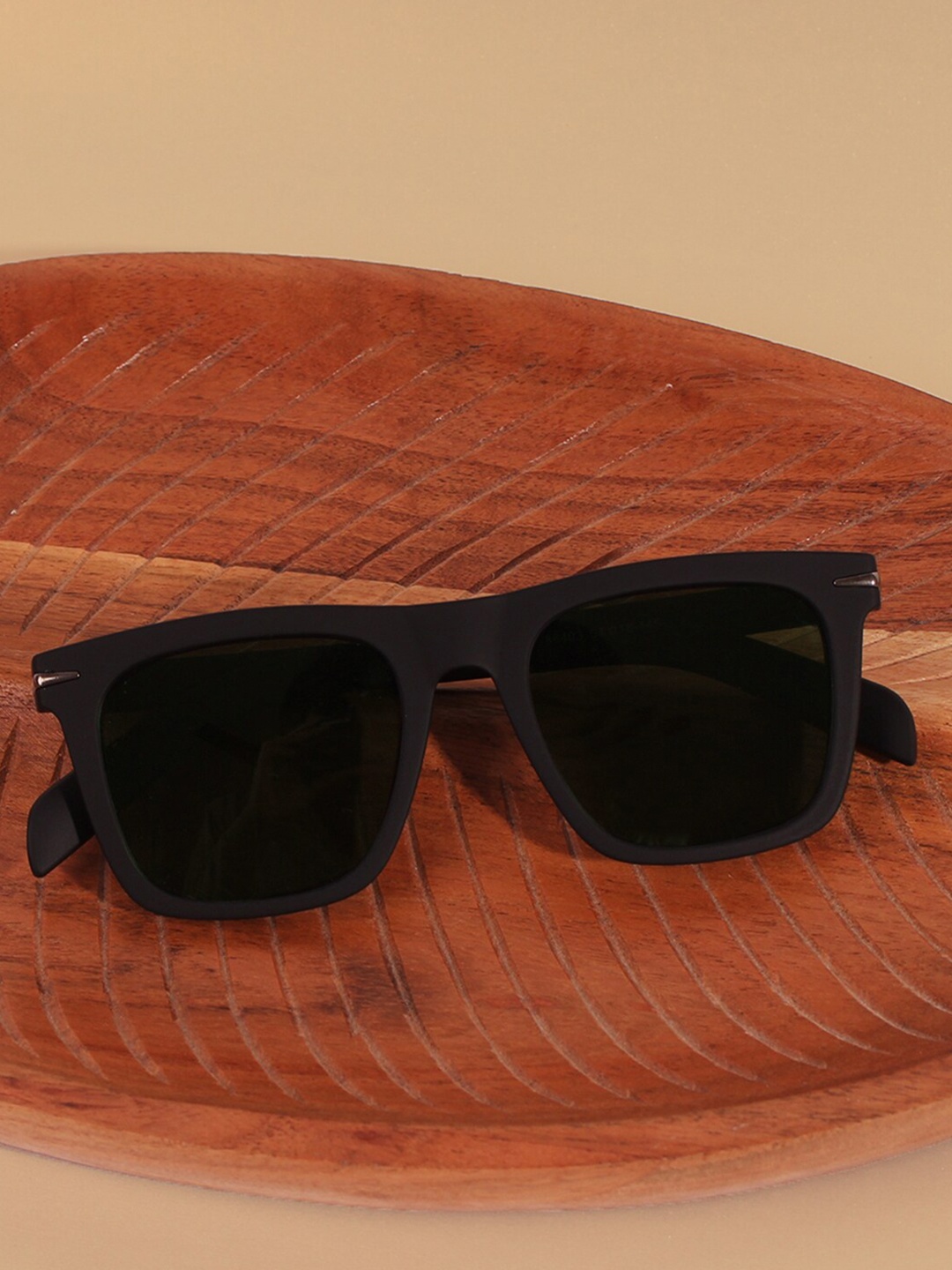 FUZOKU Square Sunglasses with Polarised and UV Protected Lens- FZSG015, Black