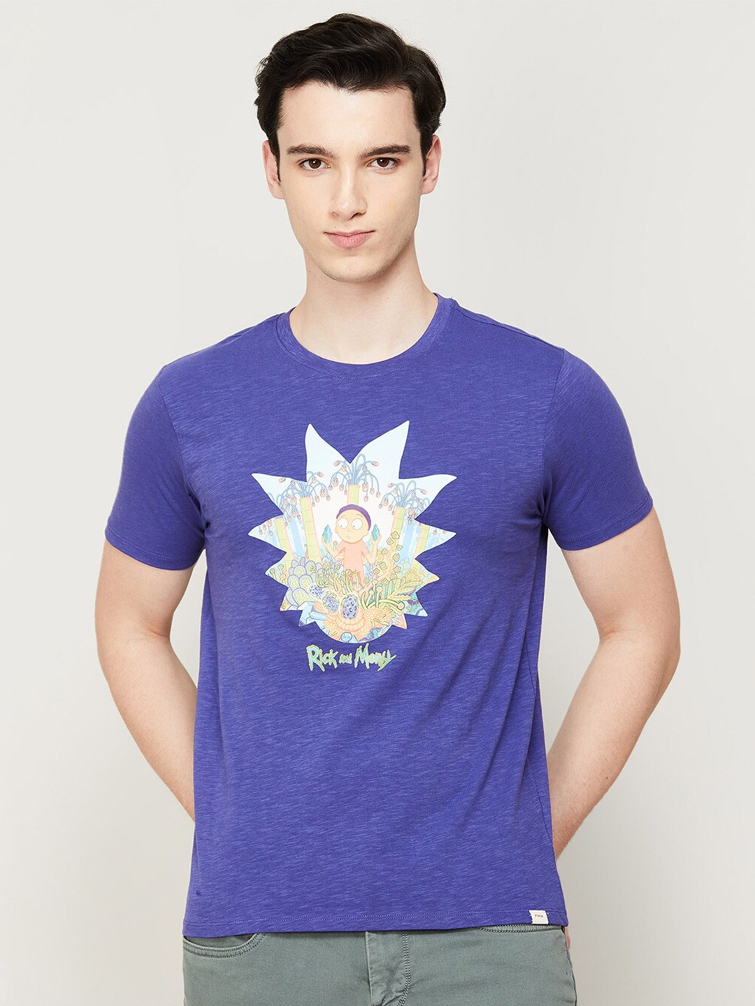 Forca Men Graphic Printed Cotton T-shirt, Purple