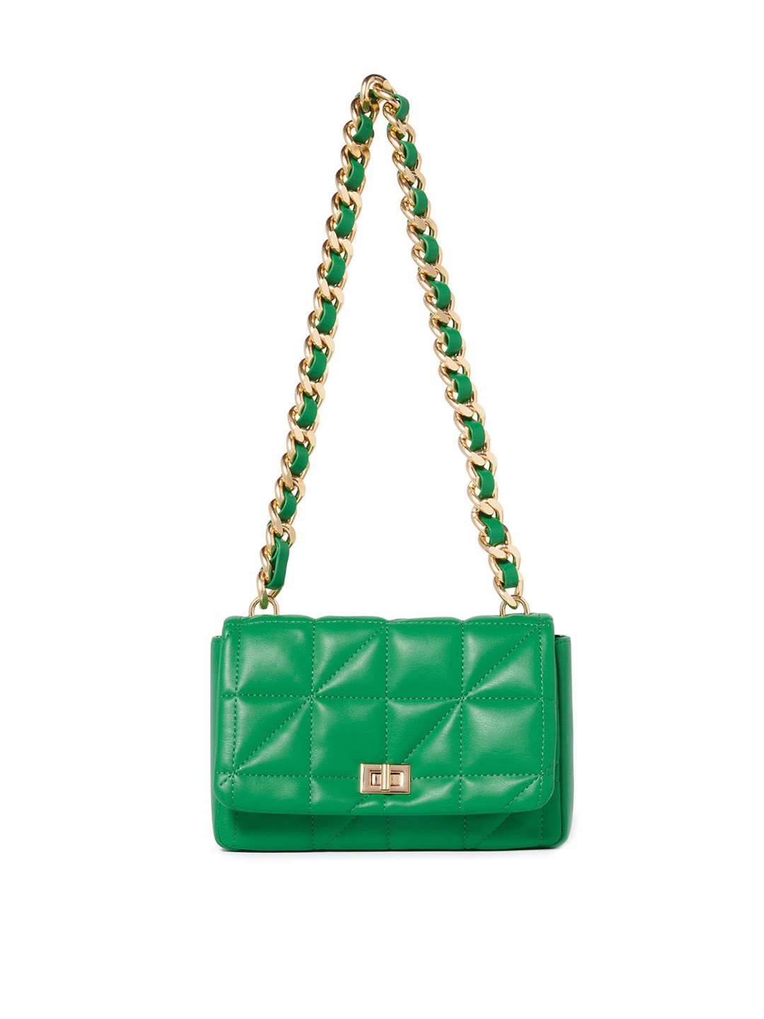 Forever New Quilted Structured Sling Bag, Green