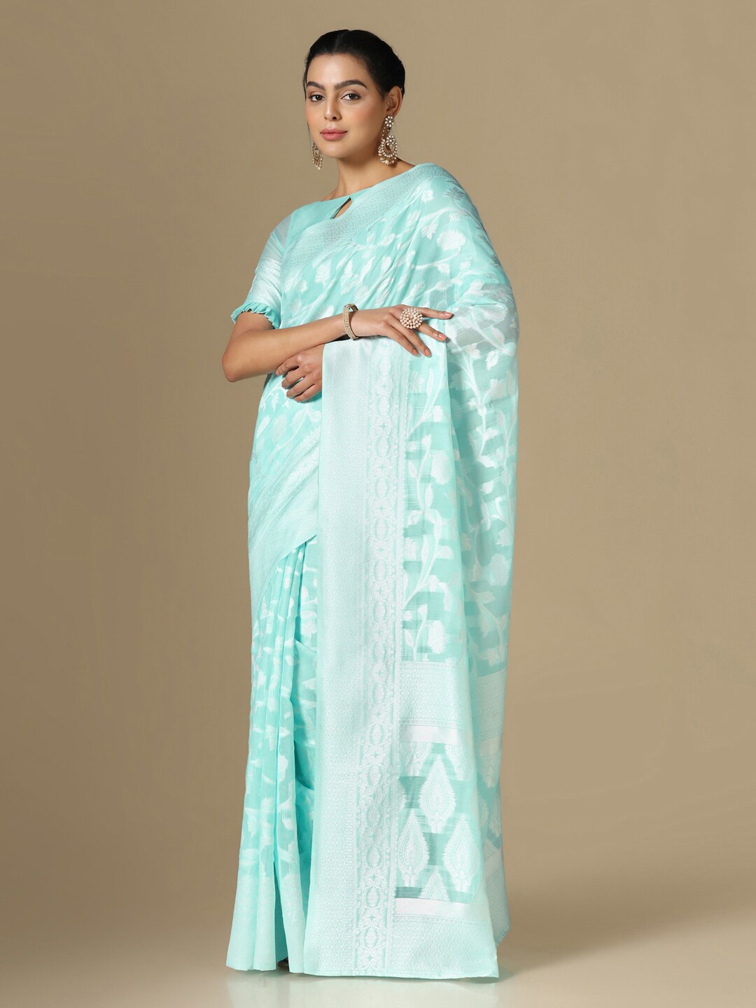 Satrani Woven Design Zari Banarasi Saree, Blue
