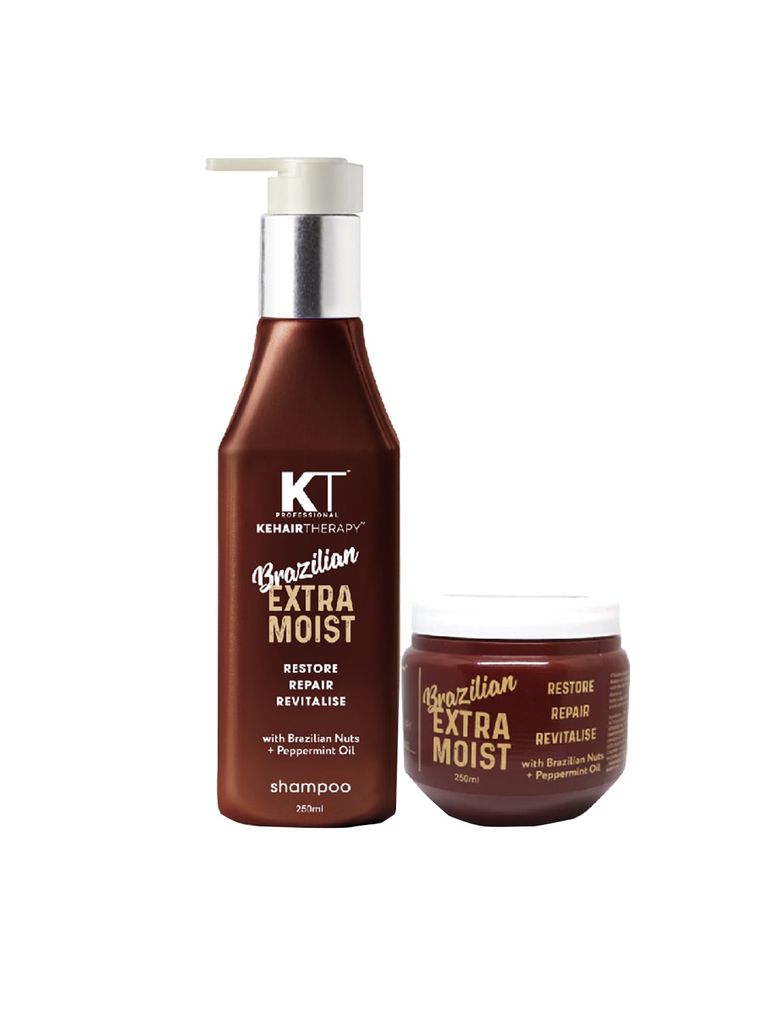 KEHAIRTHERAPY Set of Brazilian Extra Moist Shampoo & Masque with Peppermint - 250 ml each, Brown
KEHAIRTHERAPY Set of Brazilian Extra Moist Shampoo & Masque with Peppermint - 250 ml each, Brown