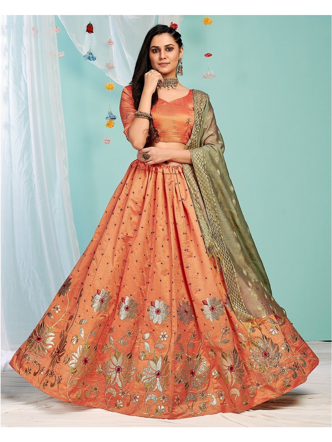 YOYO Fashion Embroidered Silk Semi-Stitched Lehenga & Unstitched Blouse With Dupatta, Orange
YOYO Fashion Embroidered Silk Semi-Stitched Lehenga & Unstitched Blouse With Dupatta, Orange