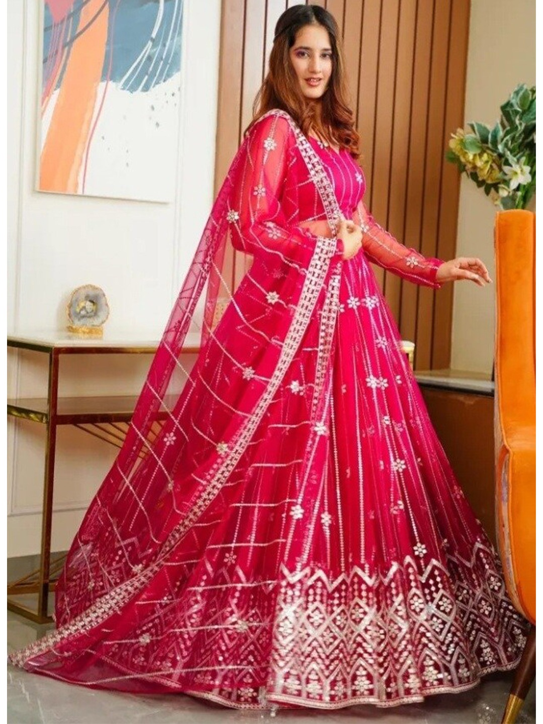 YOYO Fashion Embroidered Net Semi-Stitched Lehenga & Unstitched Blouse With Dupatta, Fuchsia
YOYO Fashion Embroidered Net Semi-Stitched Lehenga & Unstitched Blouse With Dupatta, Fuchsia