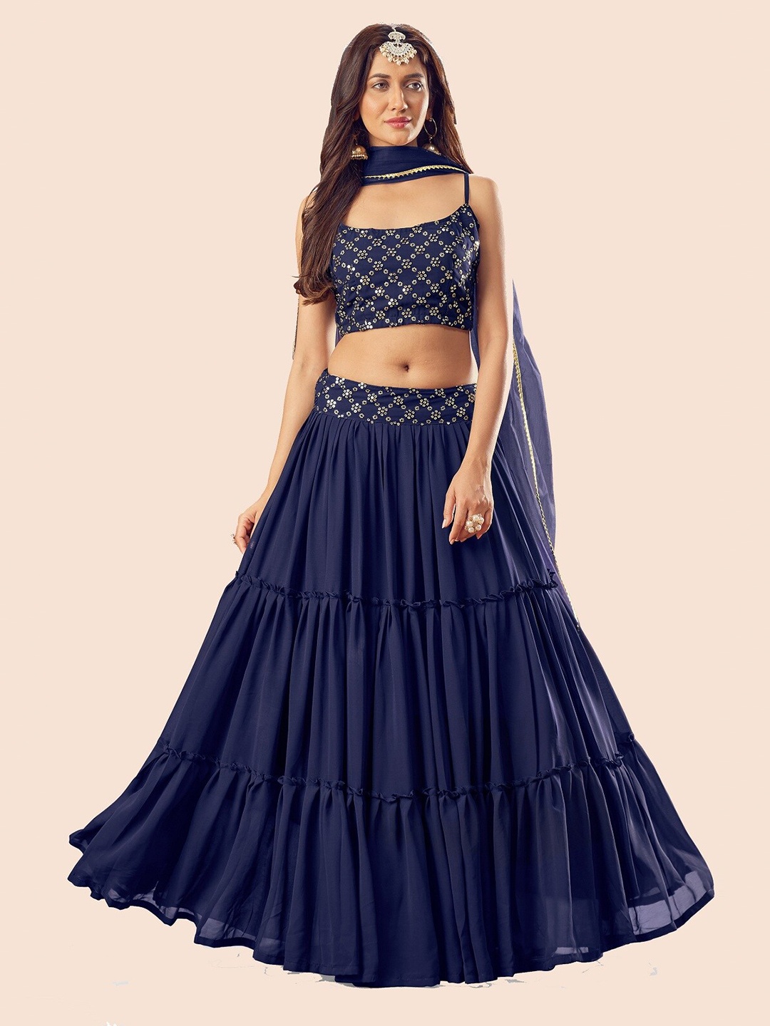 YOYO Fashion Embroidered Semi-Stitched Lehenga & Unstitched Blouse With Dupatta, Navy blue
YOYO Fashion Embroidered Semi-Stitched Lehenga & Unstitched Blouse With Dupatta, Navy blue