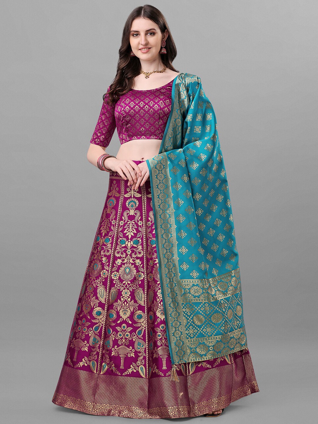 YOYO Fashion Woven Design Semi-Stitched Lehenga & Unstitched Blouse With Dupatta, Magenta
YOYO Fashion Woven Design Semi-Stitched Lehenga & Unstitched Blouse With Dupatta, Magenta