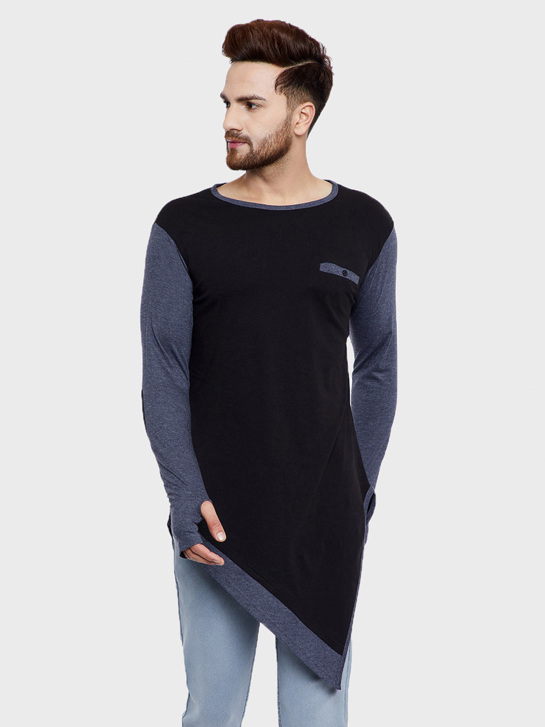 Hypernation Men Longline asymmetric Pure Cotton T-shirt, Black
Hypernation Men Longline asymmetric Pure Cotton T-shirt, Black