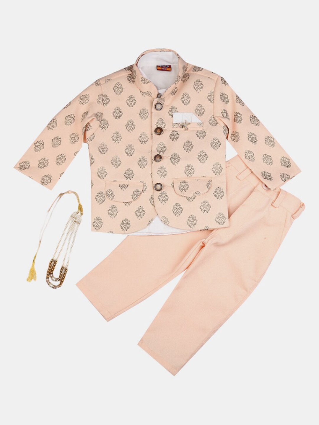 V-Mart Infants Printed Cotton Single-Breasted 2-Piece Suit, Pink