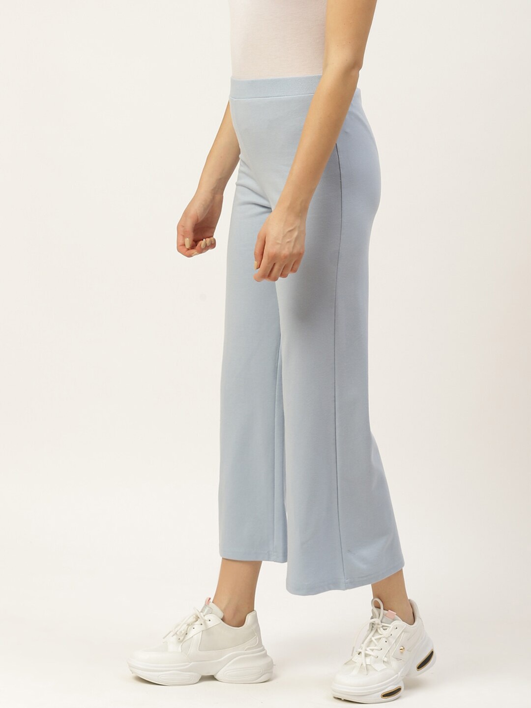 Laabha Women Ankle-Length Flared Track Pants, Blue