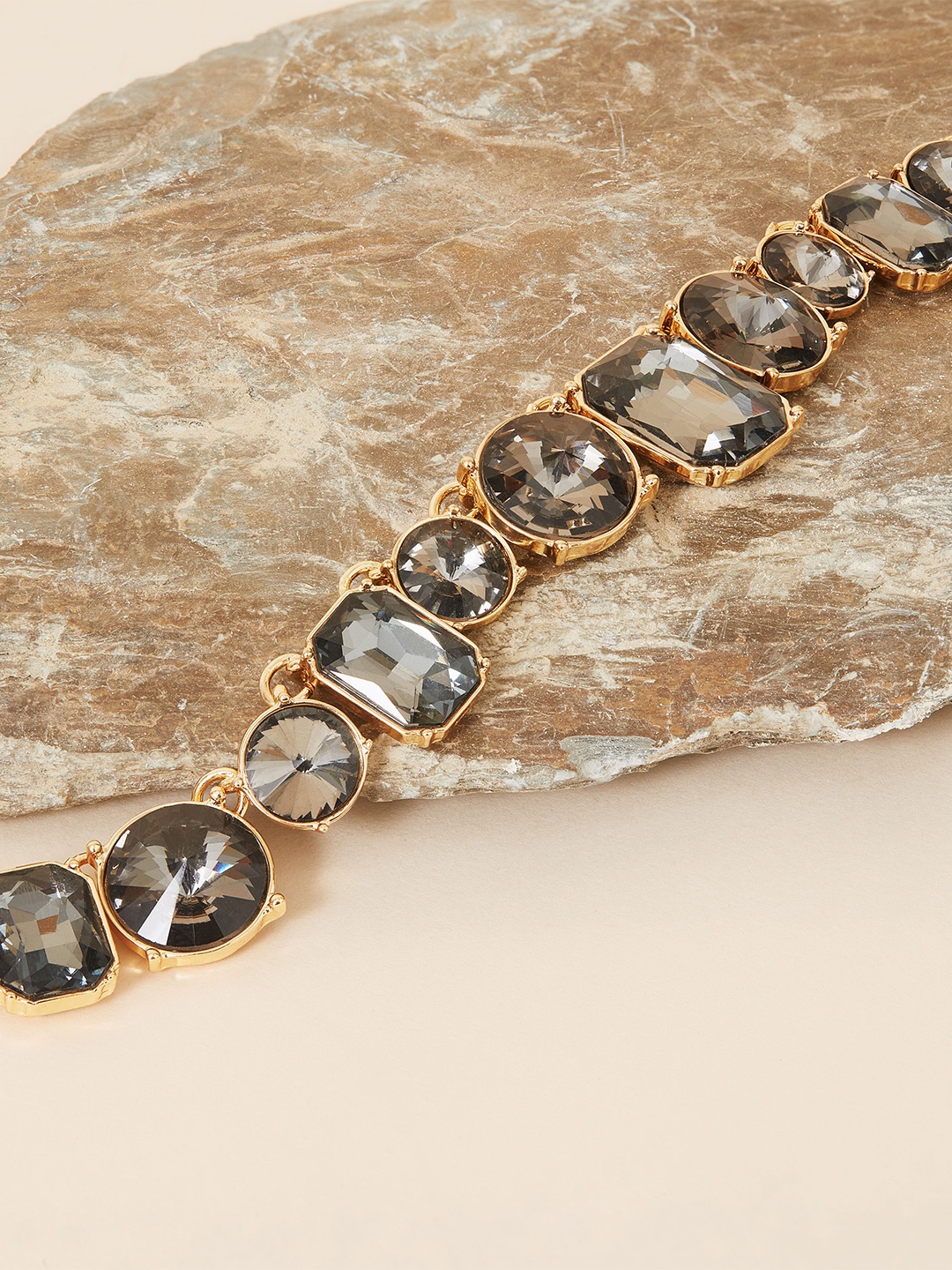 Accessorize London Colourblock Crystals Studded Necklace, Grey