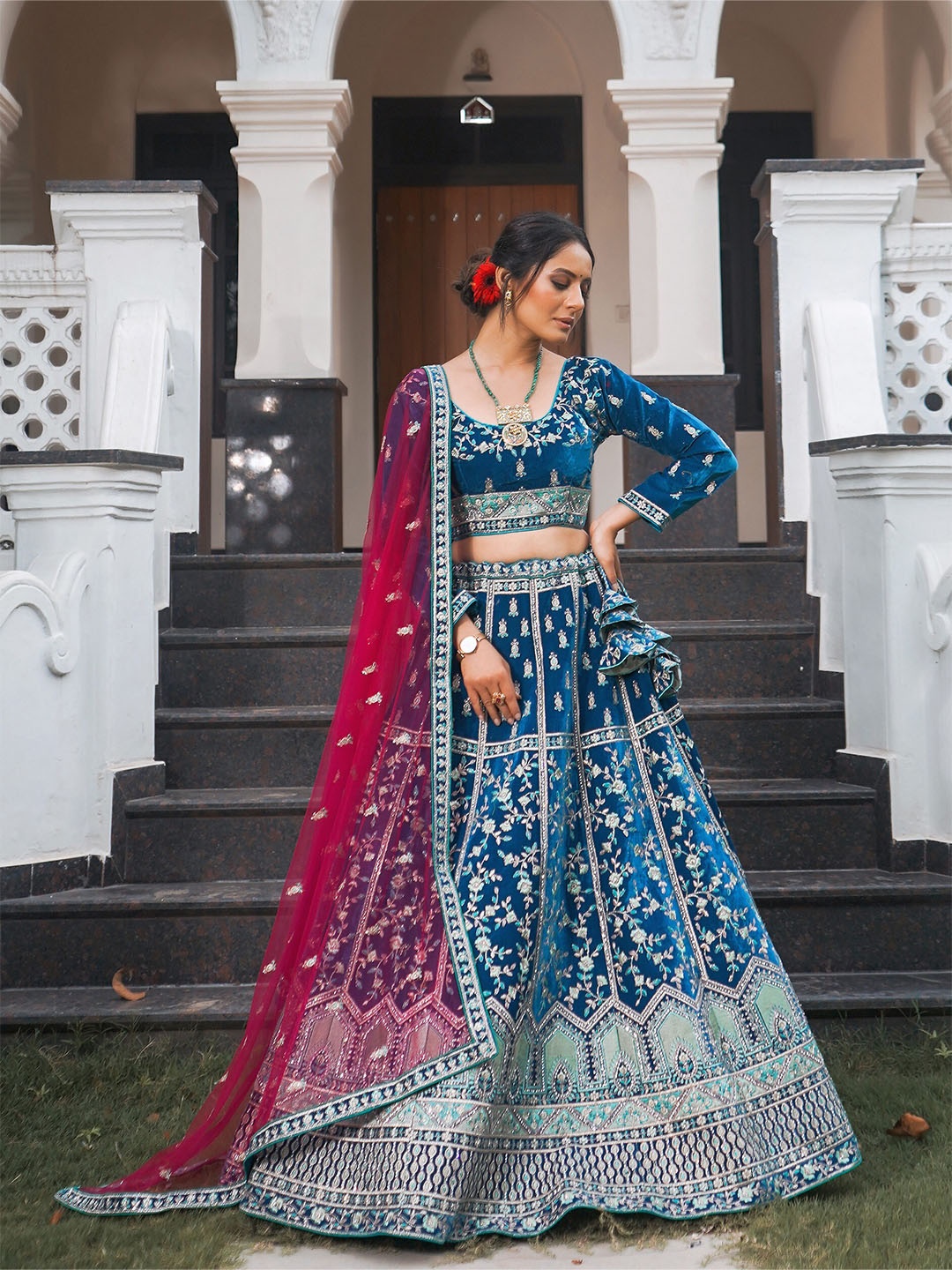 ASPORA Embroidered Semi-Stitched Lehenga & Unstitched Blouse With Dupatta, Turquoise blue
ASPORA Embroidered Semi-Stitched Lehenga & Unstitched Blouse With Dupatta, Turquoise blue