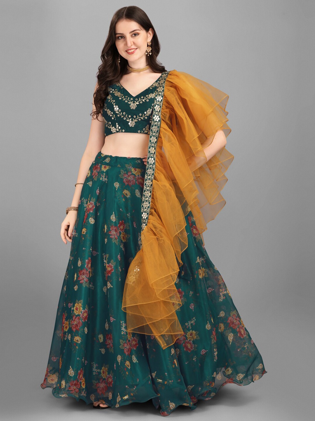 Fashion Basket Embroidered Semi-Stitched Lehenga & Unstitched Blouse With Dupatta, Green
Fashion Basket Embroidered Semi-Stitched Lehenga & Unstitched Blouse With Dupatta, Green