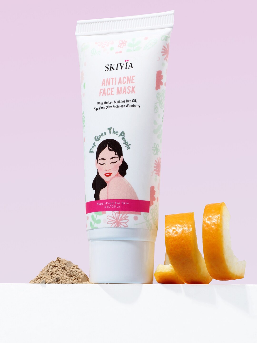SKIVIA Pop Goes The Pimple Anti Acne Mini Face Mask with Tea Tree & Multani Mitti - 15 g, White
SKIVIA Pop Goes The Pimple Anti Acne Mini Face Mask with Tea Tree & Multani Mitti - 15 g, White
