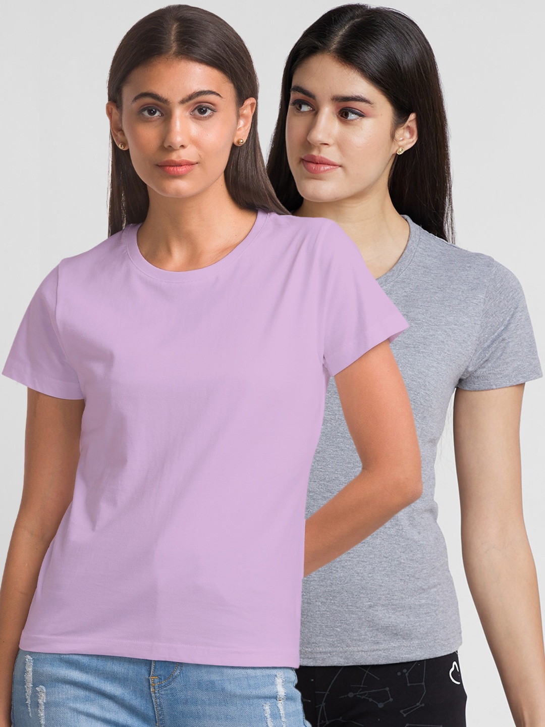 FashionRack Pack Of 2 Cotton Tshirts, Grey