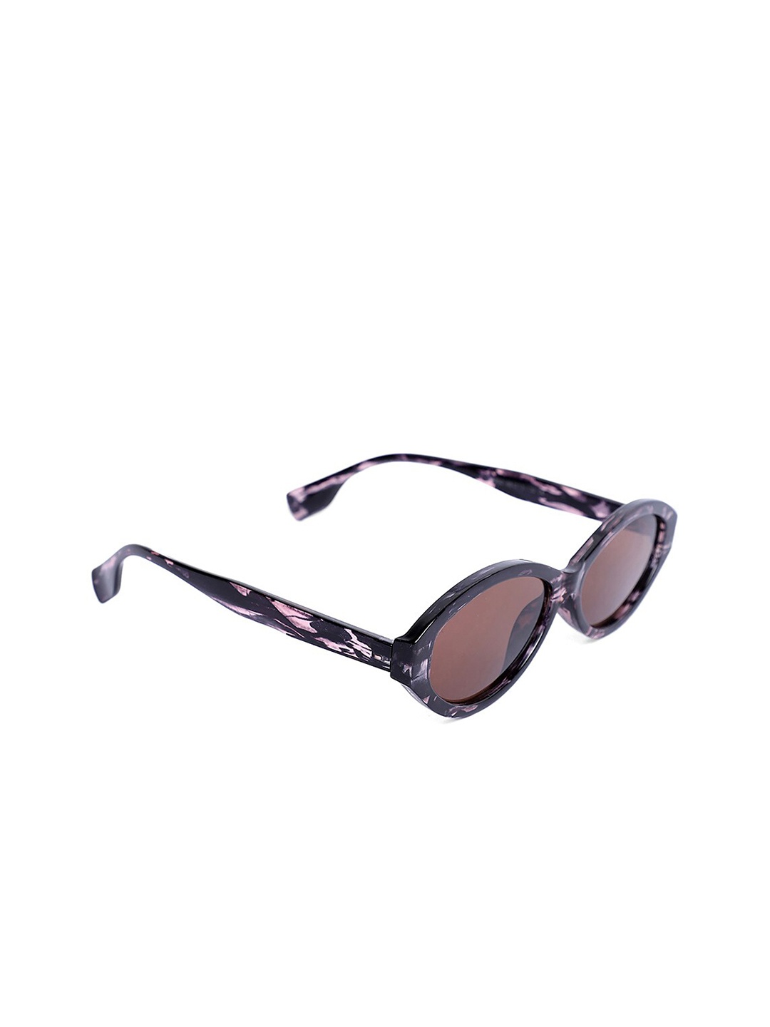 FUZOKU Oval Sunglasses With UV Protected Lens FZSG029, Brown