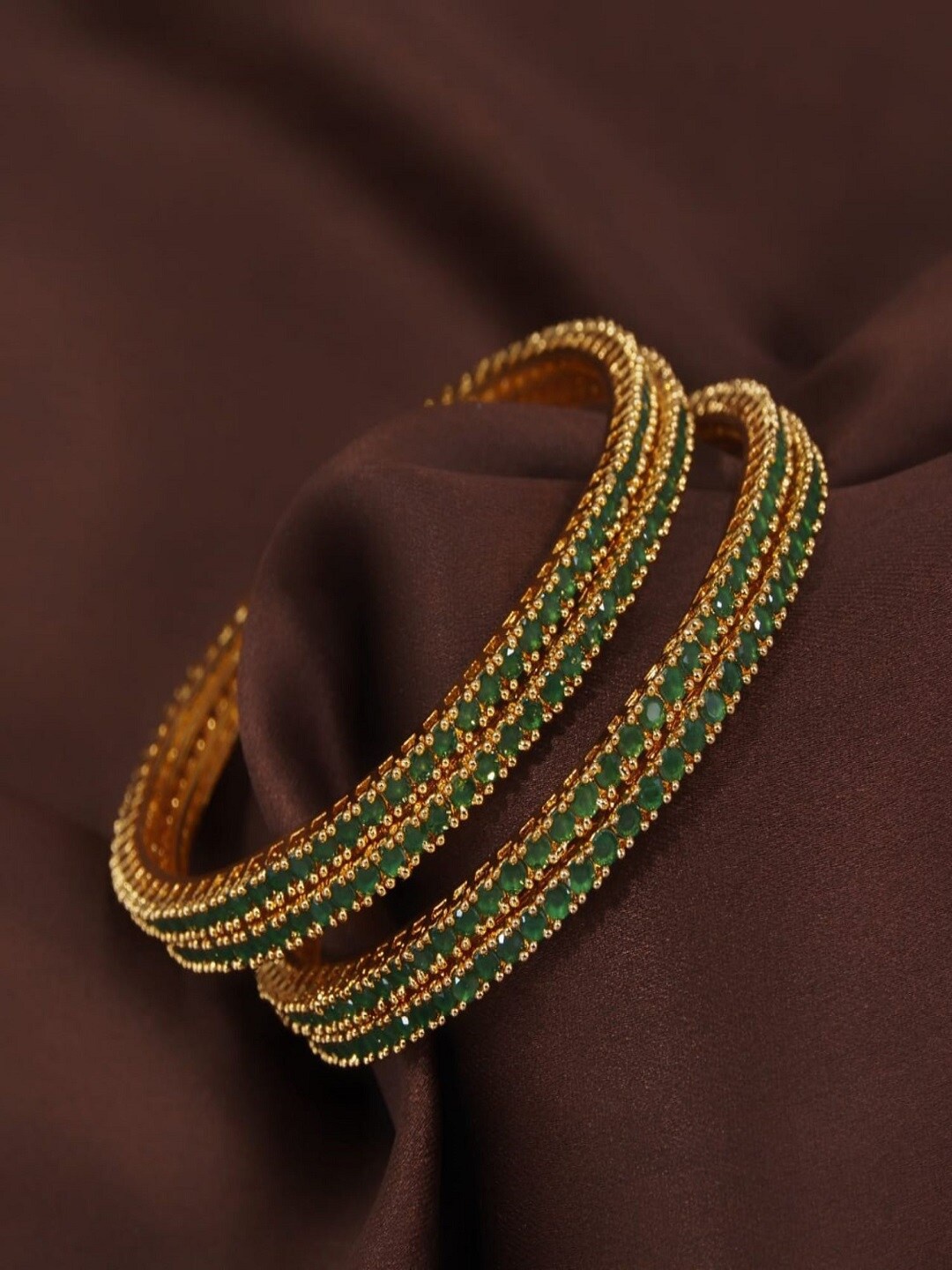 I Jewels Set Of 4 Gold-Plated Stone-Studded Bangles