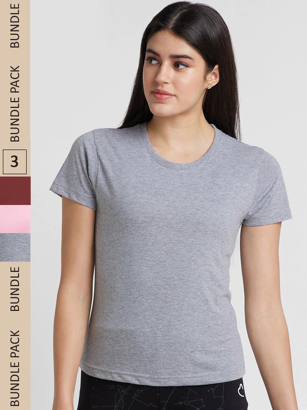 FashionRack Pack Of 3 Cotton Tshirts, Pink