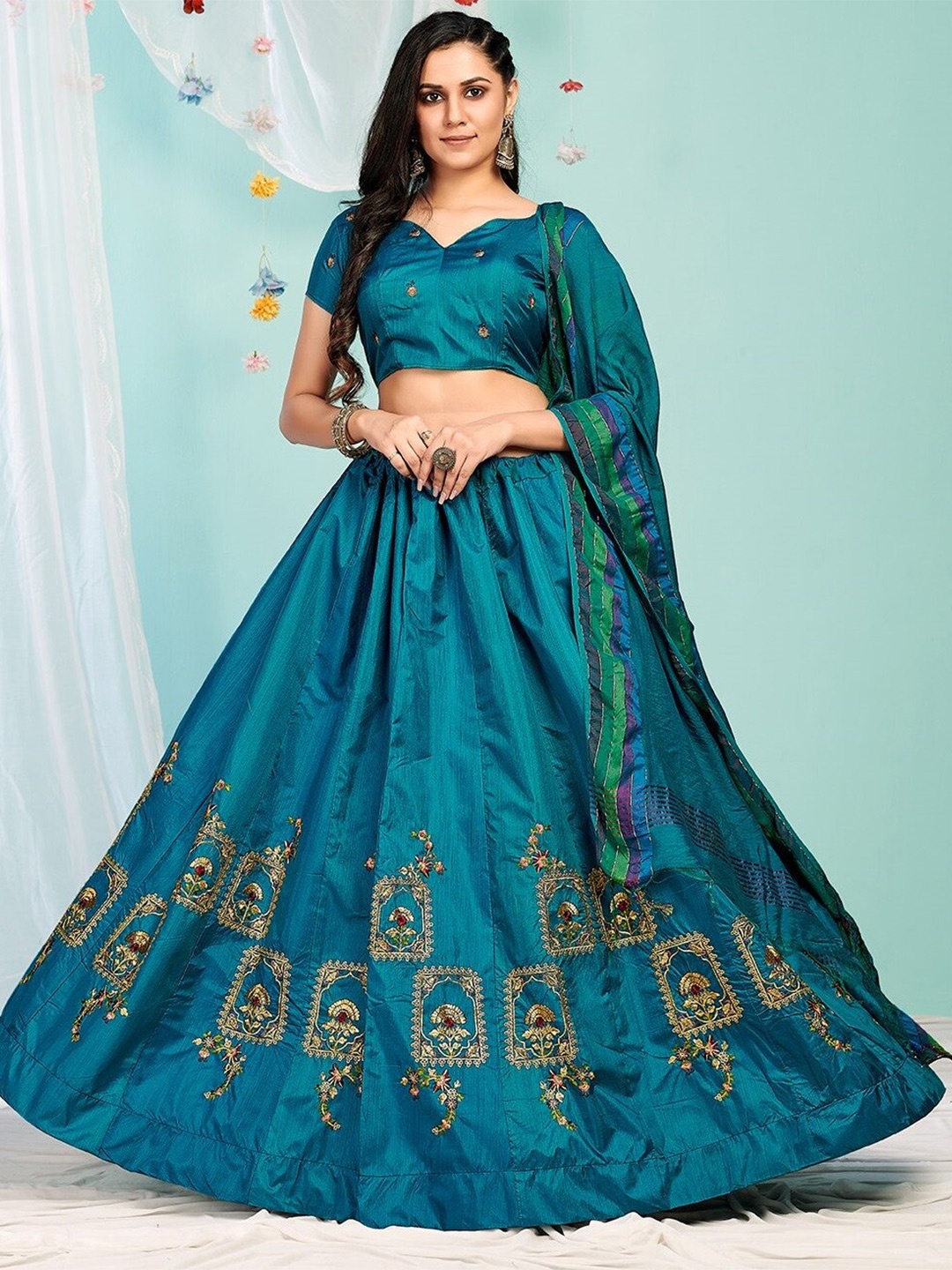 Fashion Basket Embroidered Semi-Stitched Lehenga & Unstitched Blouse With Dupatta, Green
Fashion Basket Embroidered Semi-Stitched Lehenga & Unstitched Blouse With Dupatta, Green