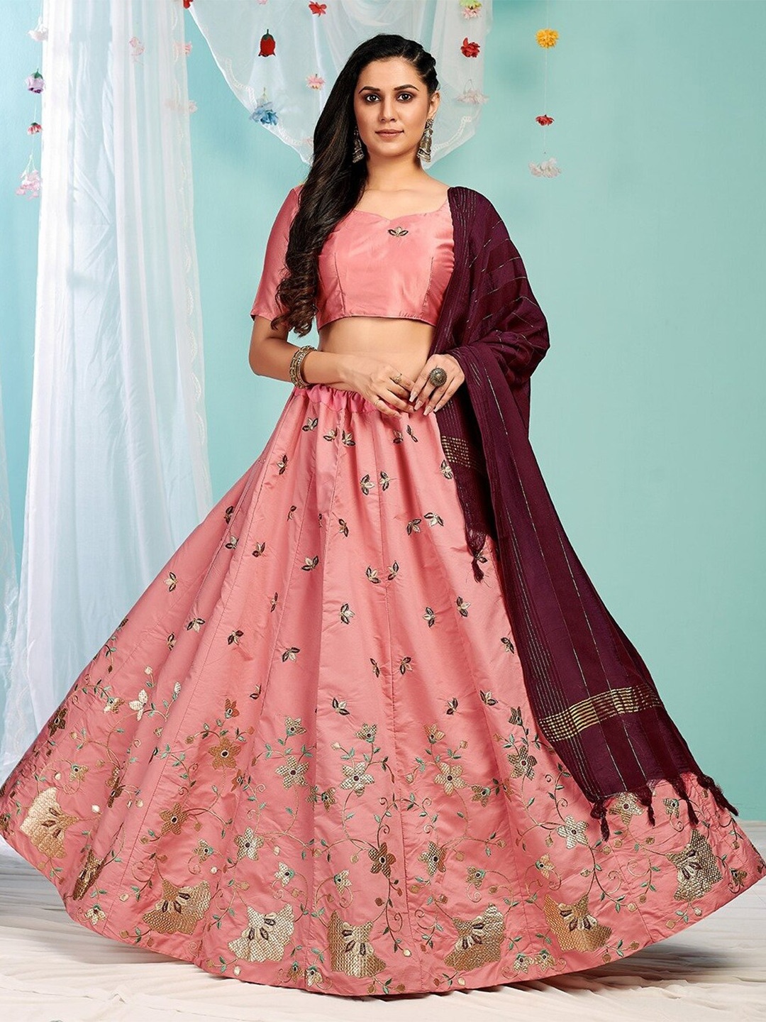 Fashion Basket Embroidered Semi-Stitched Lehenga & Unstitched Blouse With Dupatta, Peach
Fashion Basket Embroidered Semi-Stitched Lehenga & Unstitched Blouse With Dupatta, Peach