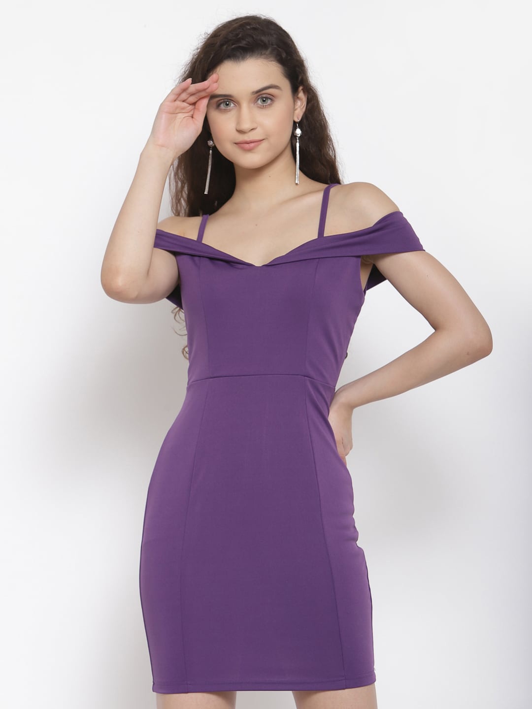 iki chic Georgette Bodycon Dress, Purple