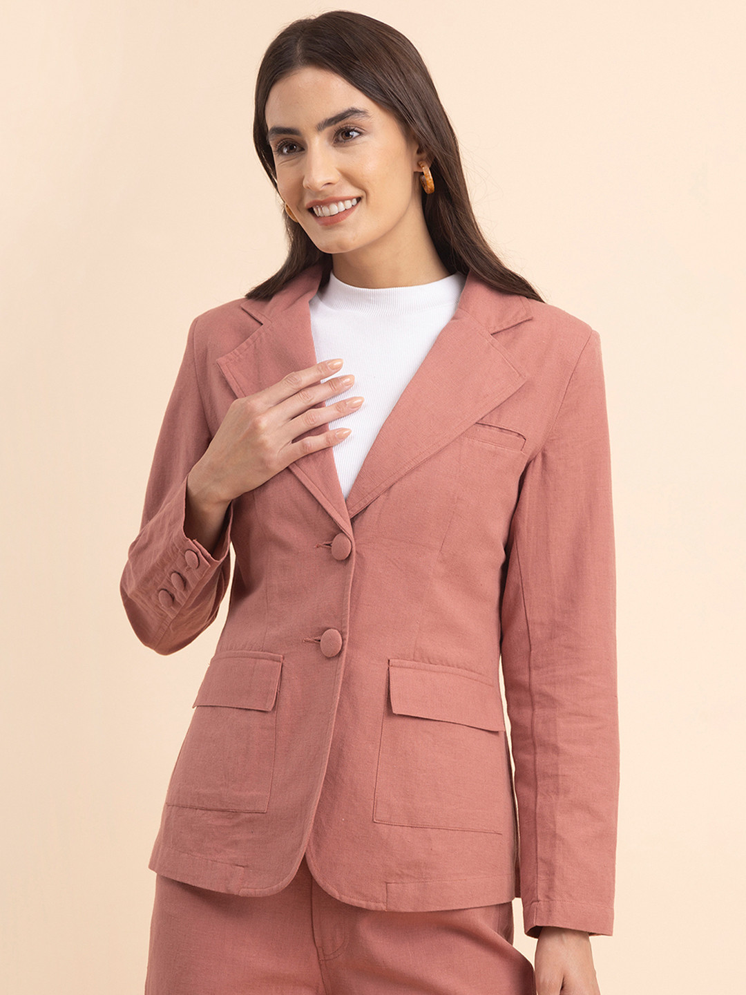 FableStreet Single Breasted Formal Blazers, Pink 
FableStreet Single Breasted Formal Blazers, Pink