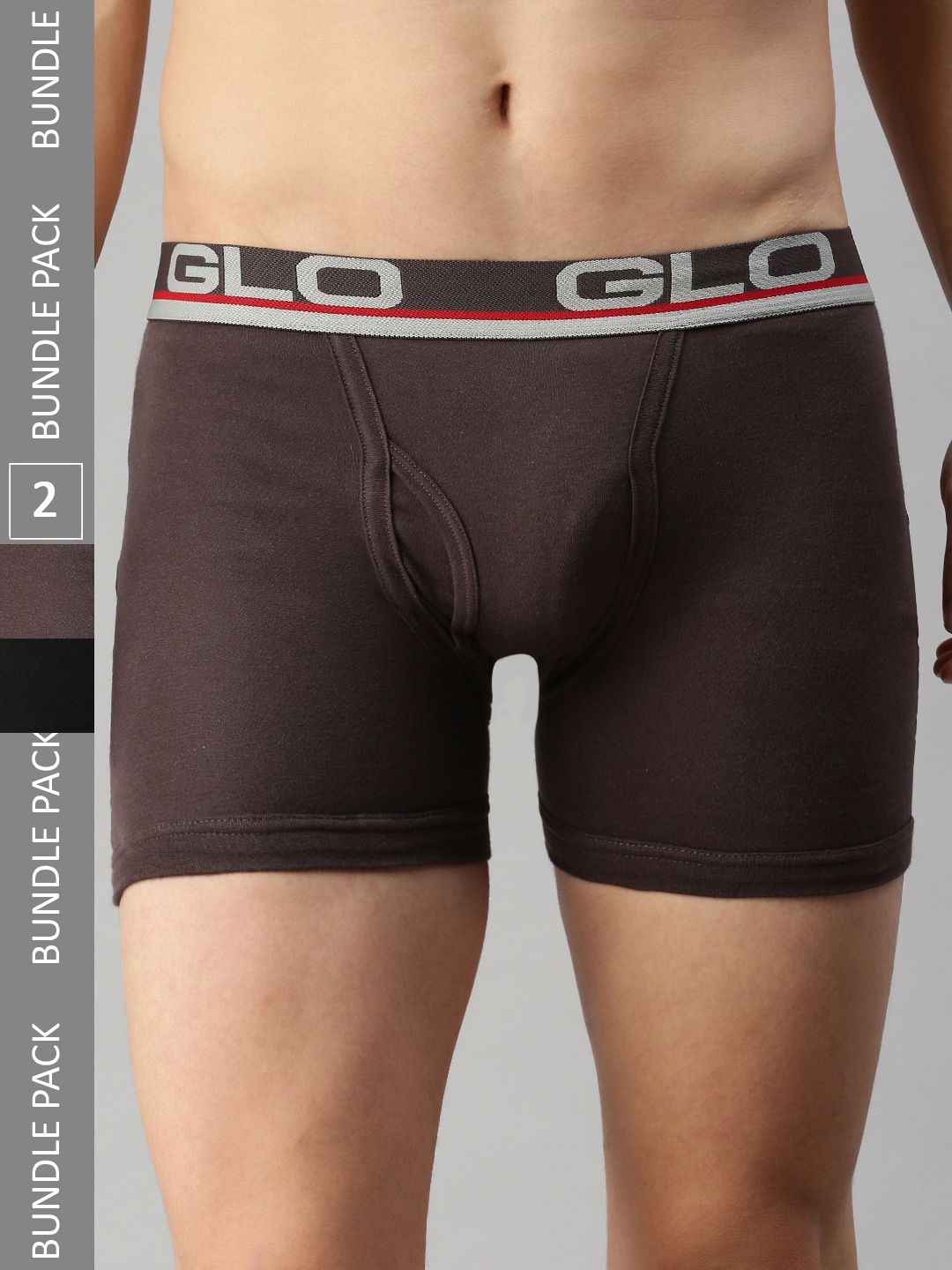 Lux Cozi Pack Of 2 Logo Printed Detail Trunks COZI_GLO_INTLOCK_BLK_COF_2PC, Black