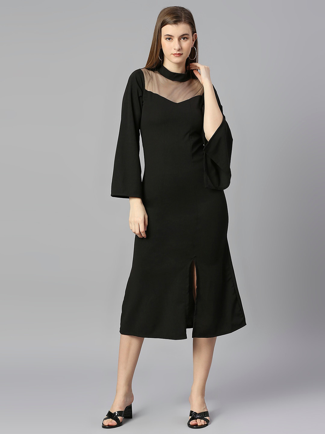 Ekta Textiles Slit Sleeve A-Line Midi Dress, Black
Ekta Textiles Slit Sleeve A-Line Midi Dress, Black