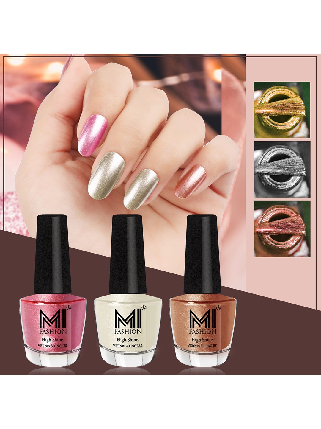 MI FASHION Set of 3 Vernis A Ongles High Shine Long Lasting Shimmer Nail Paint - 12ml each, White
MI FASHION Set of 3 Vernis A Ongles High Shine Long Lasting Shimmer Nail Paint - 12ml each, White