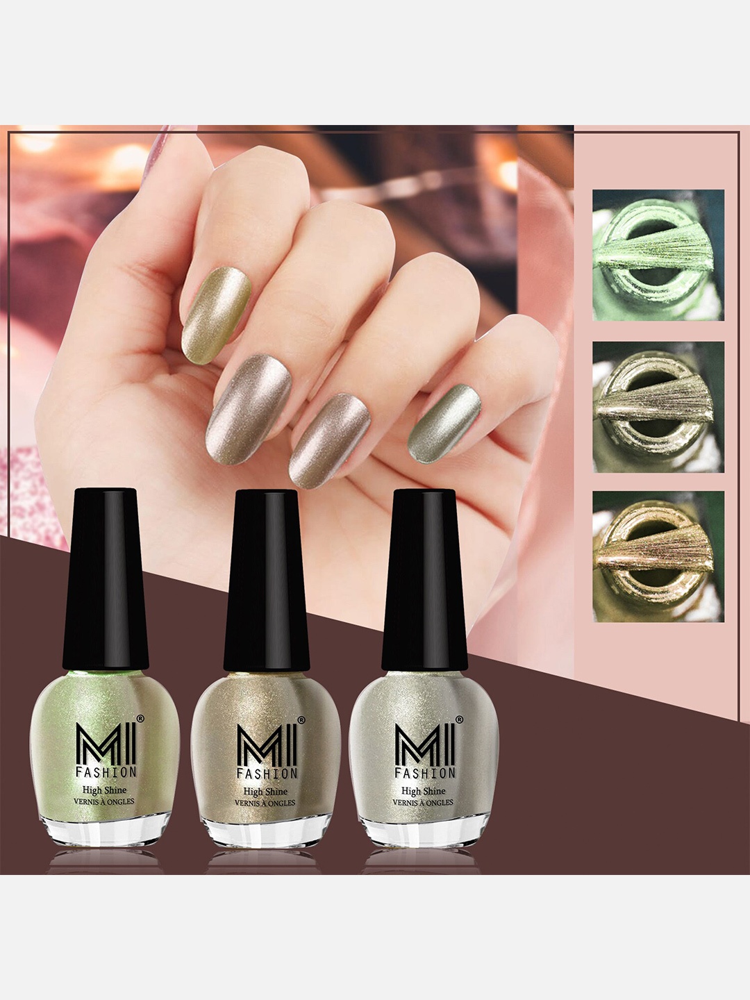 MI FASHION Set of 3 Vernis A Ongles High Shine Long Lasting Shimmer Nail Paint - 12ml each, Green
MI FASHION Set of 3 Vernis A Ongles High Shine Long Lasting Shimmer Nail Paint - 12ml each, Green