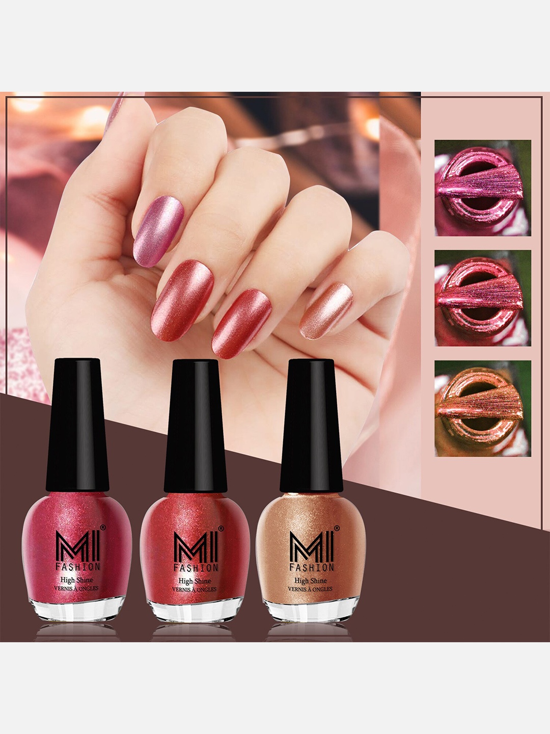 MI FASHION Set of 3 Vernis A Ongles High Shine Long Lasting Shimmer Nail Paint - 12ml each, Red
MI FASHION Set of 3 Vernis A Ongles High Shine Long Lasting Shimmer Nail Paint - 12ml each, Red