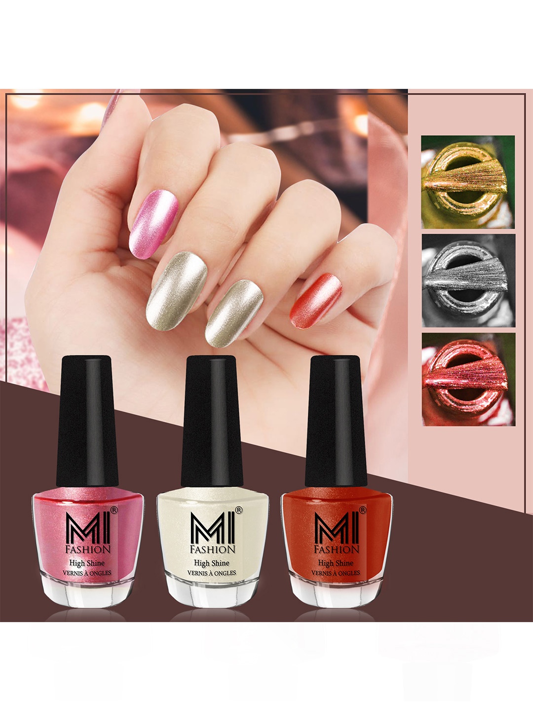 MI FASHION Set of 3 Vernis A Ongles High Shine Long Lasting Shimmer Nail Paint - 12ml each, Red
MI FASHION Set of 3 Vernis A Ongles High Shine Long Lasting Shimmer Nail Paint - 12ml each, Red