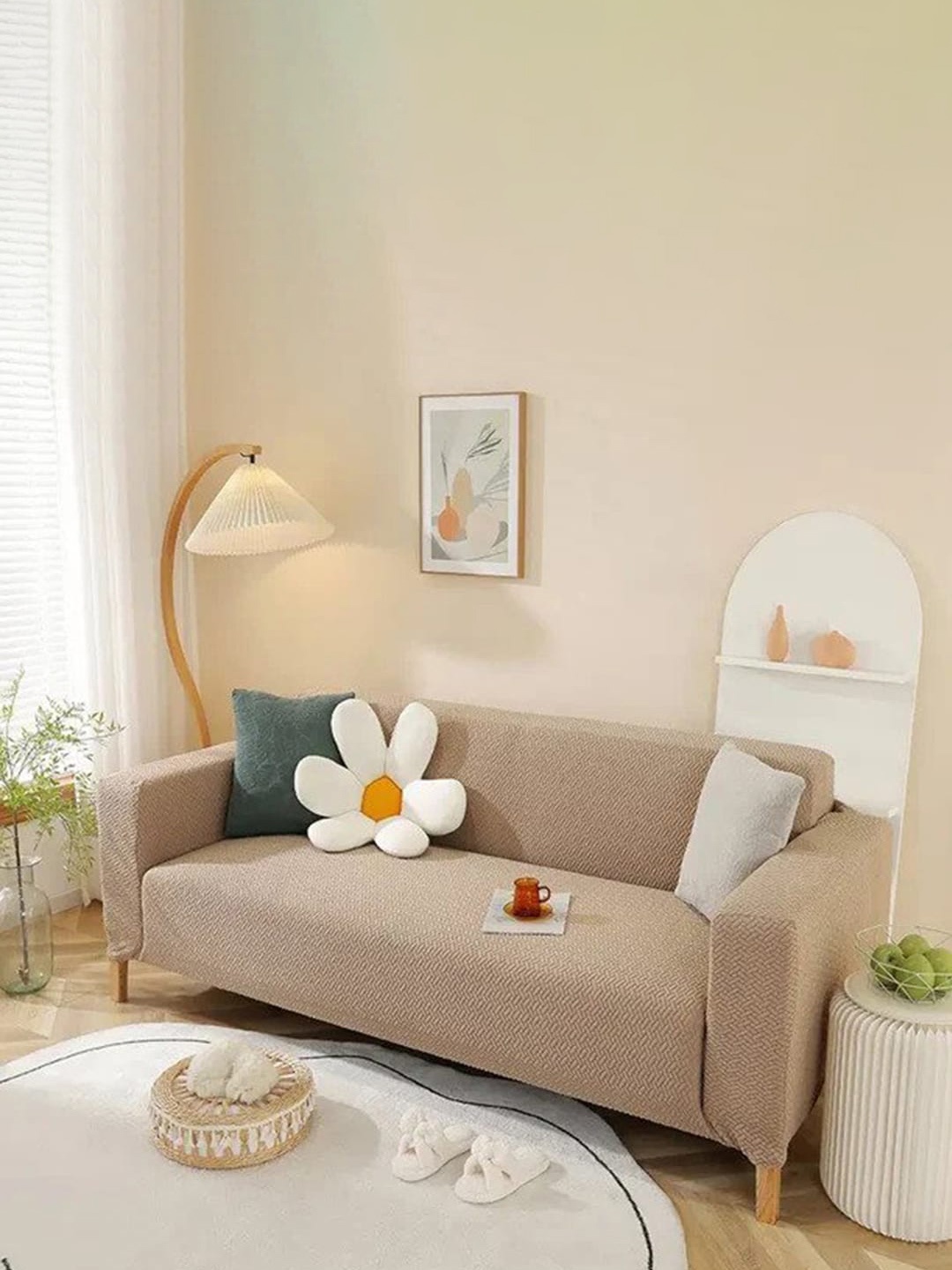 HOUSE OF QUIRK Khaki-Brown Self-Design Jacquard Stretchable Elasticity 4-Seater Sofa Cover With Arms
HOUSE OF QUIRK Khaki-Brown Self-Design Jacquard Stretchable Elasticity 4-Seater Sofa Cover With Arms
