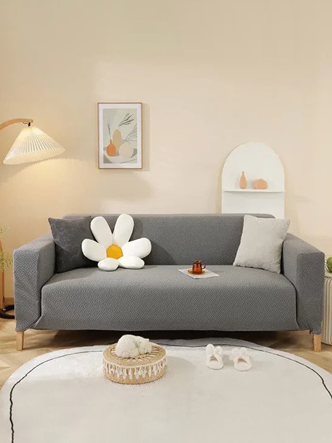 HOUSE OF QUIRK Dark-Grey Self-Design Jacquard Stretchable Elasticity 2-Seater Sofa Cover With Arms
HOUSE OF QUIRK Dark-Grey Self-Design Jacquard Stretchable Elasticity 2-Seater Sofa Cover With Arms