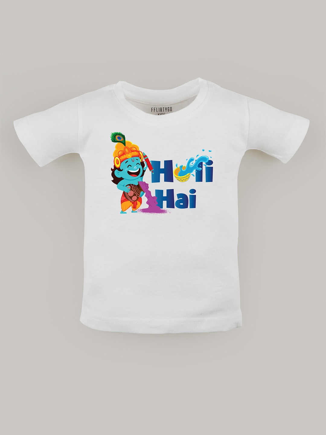 FFLIRTYGO Kids Typography Printed Cotton T-shirt, White