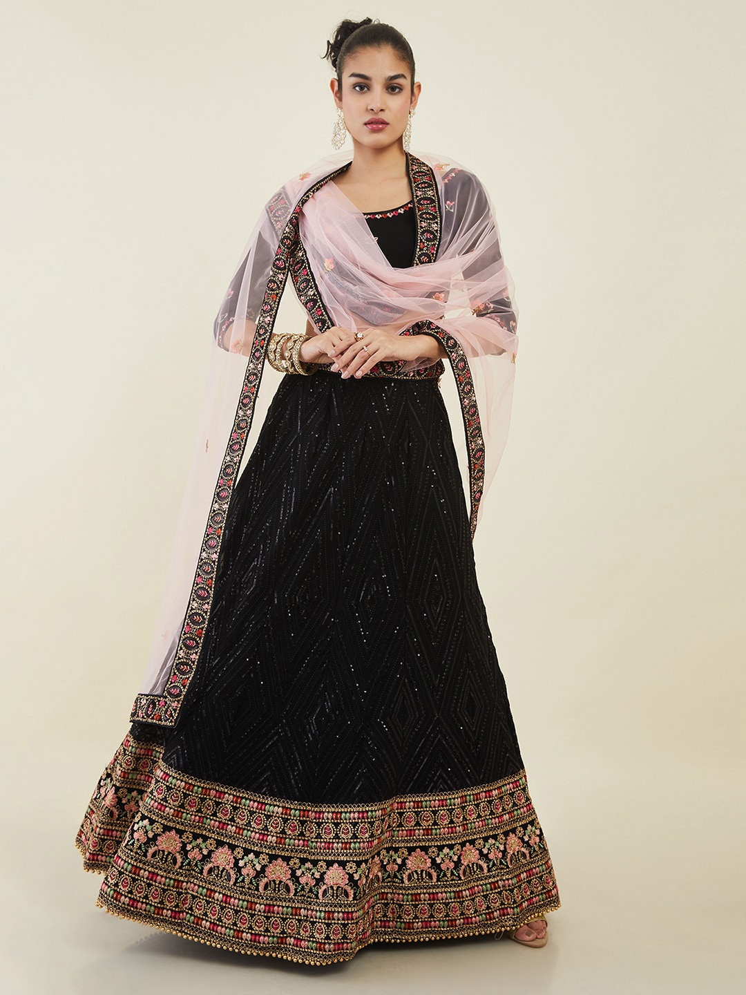 Soch Embroidered Sequienced Unstitched Lehenga & Blouse With Embellished Dupatta, Black
Soch Embroidered Sequienced Unstitched Lehenga & Blouse With Embellished Dupatta, Black