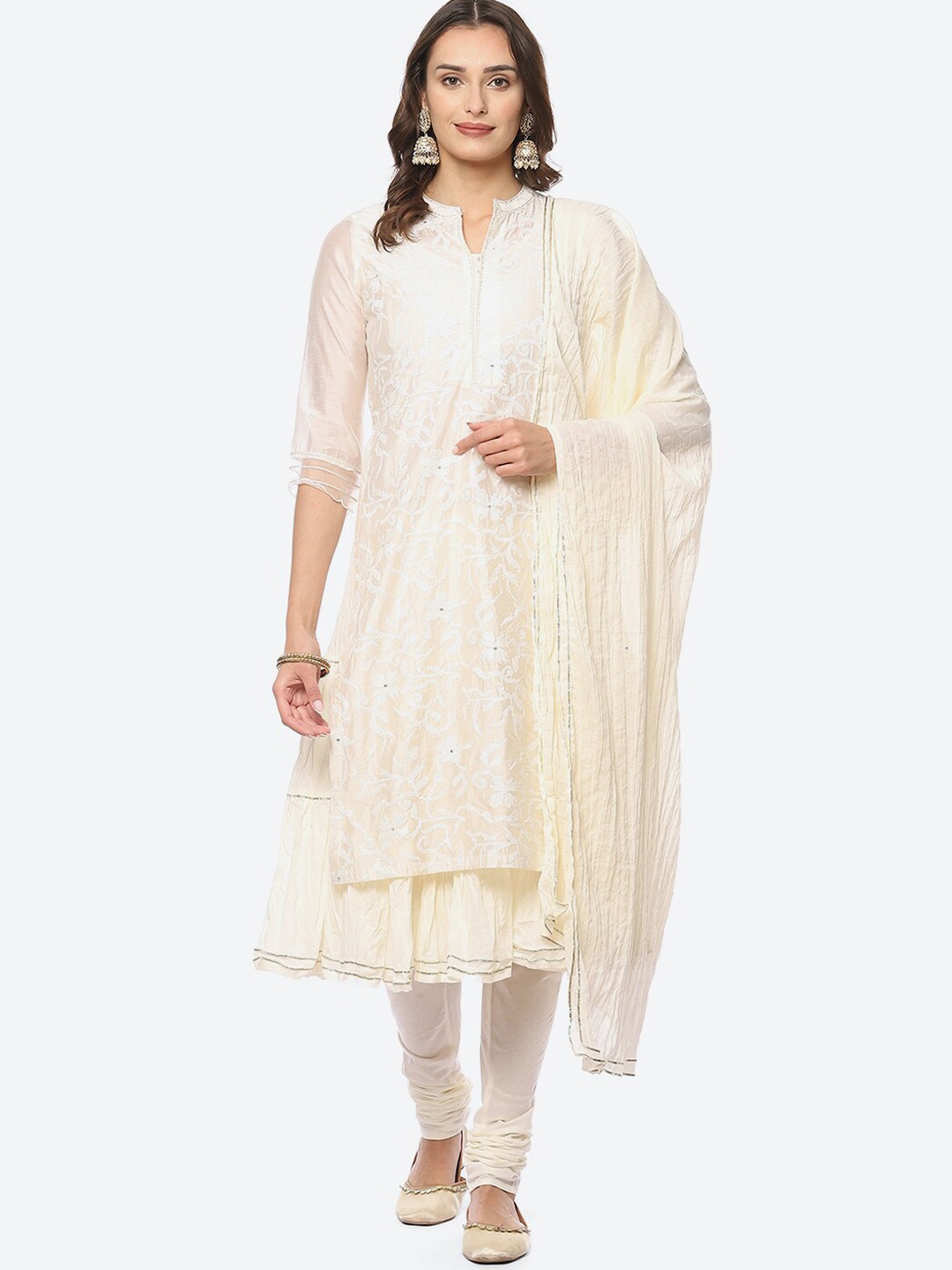 Biba Women Ethnic Motifs Embroidered Chikankari Kurta with Churidar & Dupatta, Off white
Biba Women Ethnic Motifs Embroidered Chikankari Kurta with Churidar & Dupatta, Off white