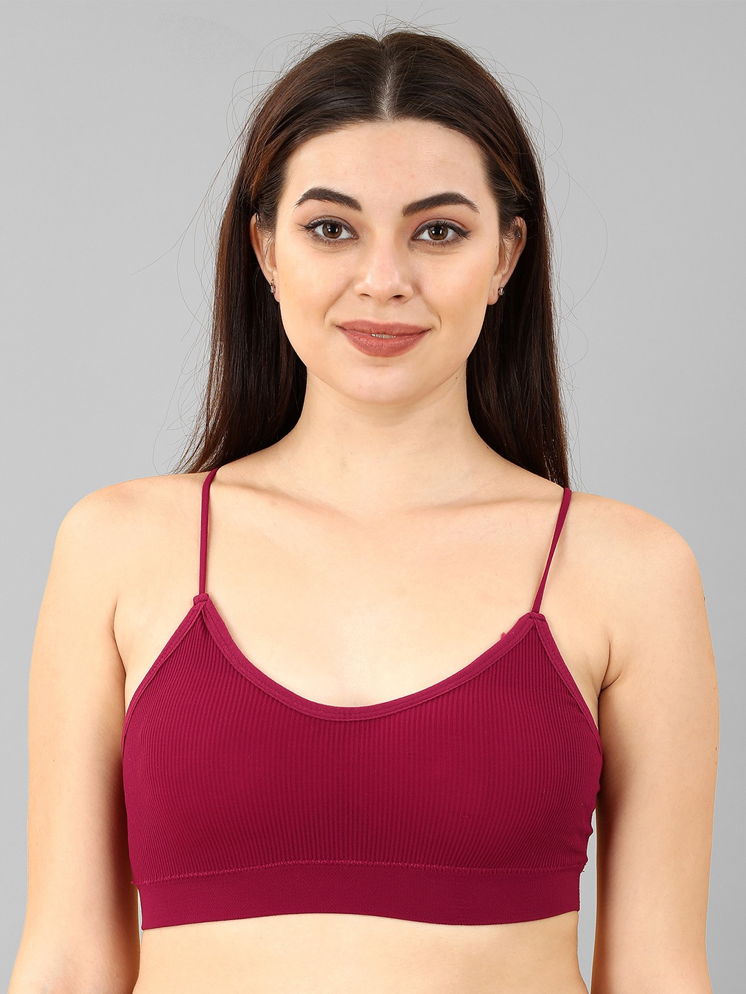 Flenzy Lightly Padded Bralette Bra, Maroon