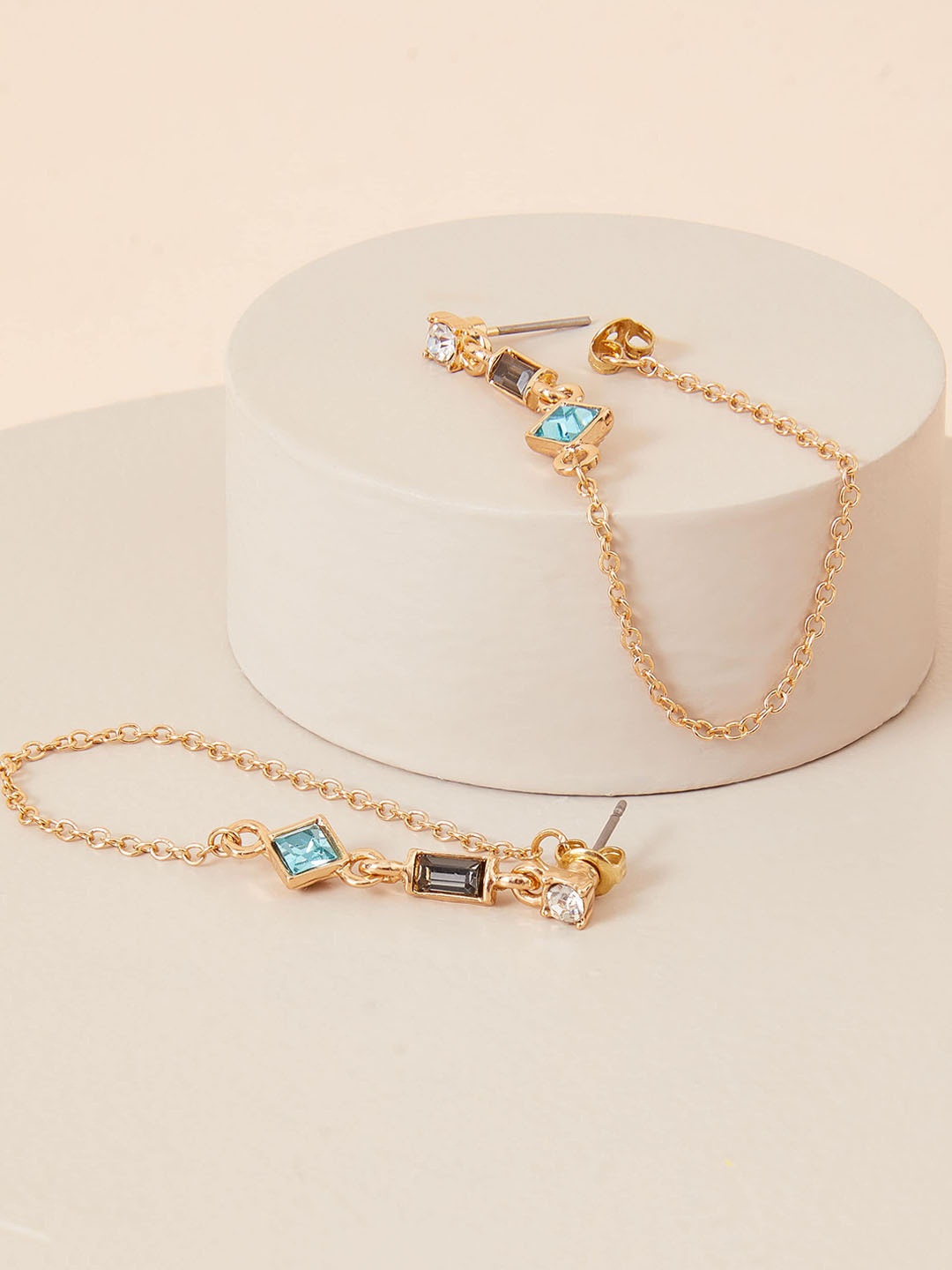 Accessorize Gold Plated Contemporary Drop Earrings, Blue
