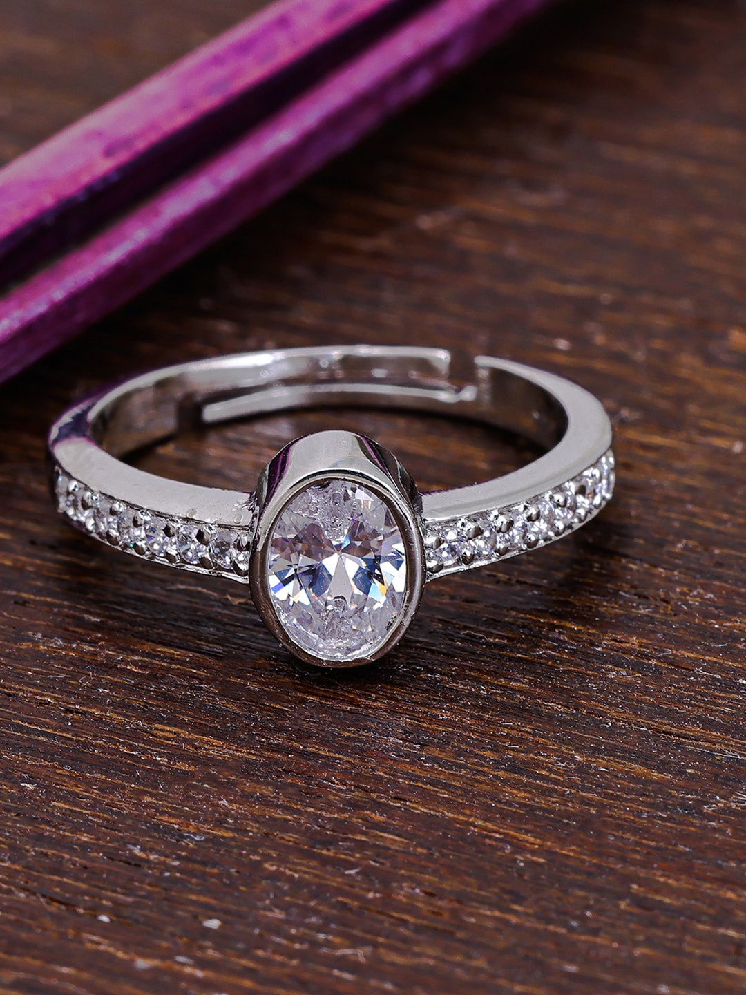 Pissara by Sukkhi 925 Sterling Silver Rhodium-Plated CZ-Studded Adjustable Finger Ring
Pissara by Sukkhi 925 Sterling Silver Rhodium-Plated CZ-Studded Adjustable Finger Ring