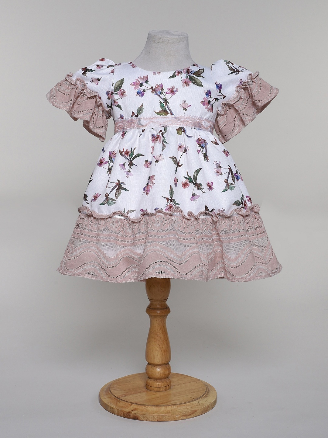 MANY FROCKS & Girls Floral Printed Dress, White